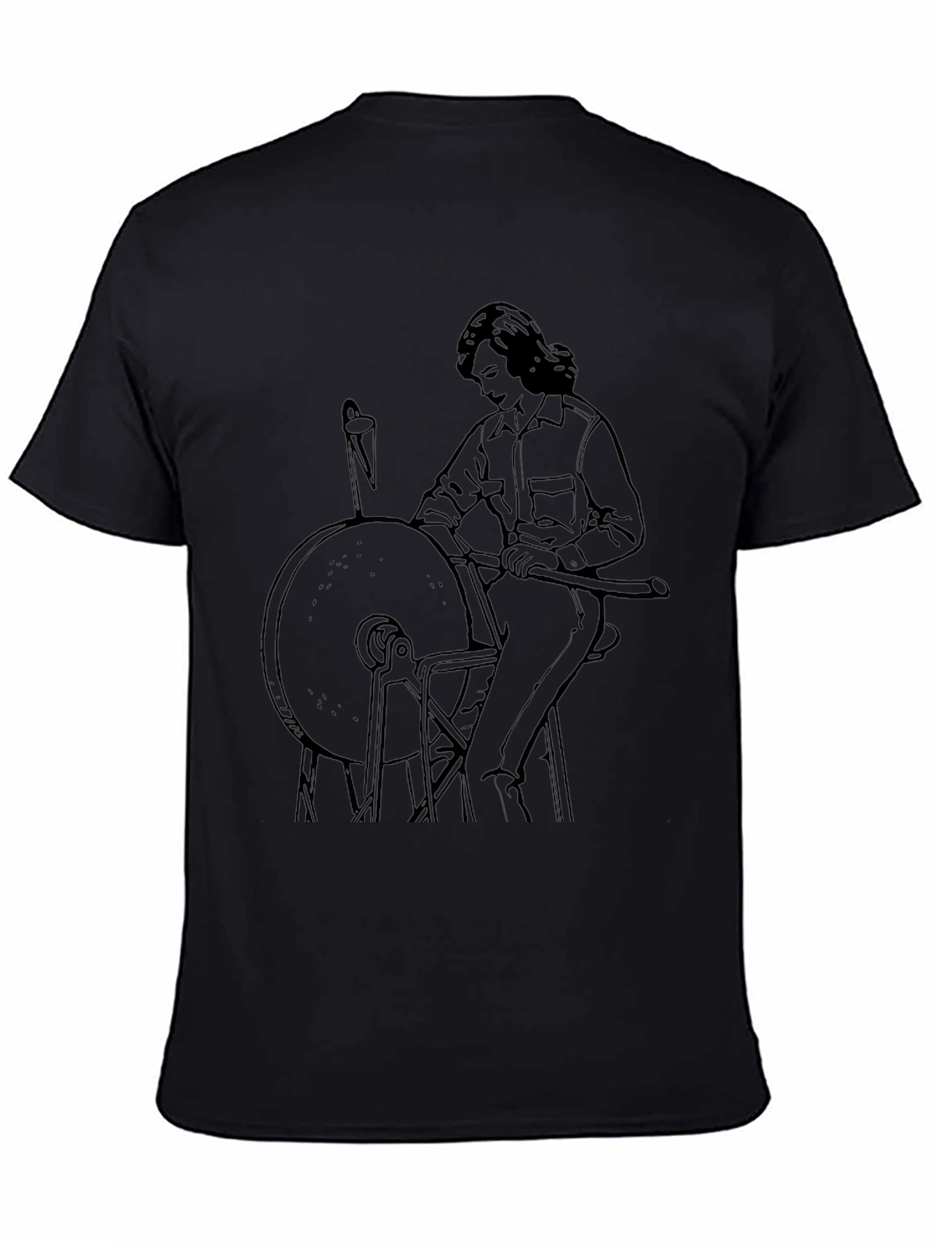Black Retro Grinding Wheel Graphic Tee view 4