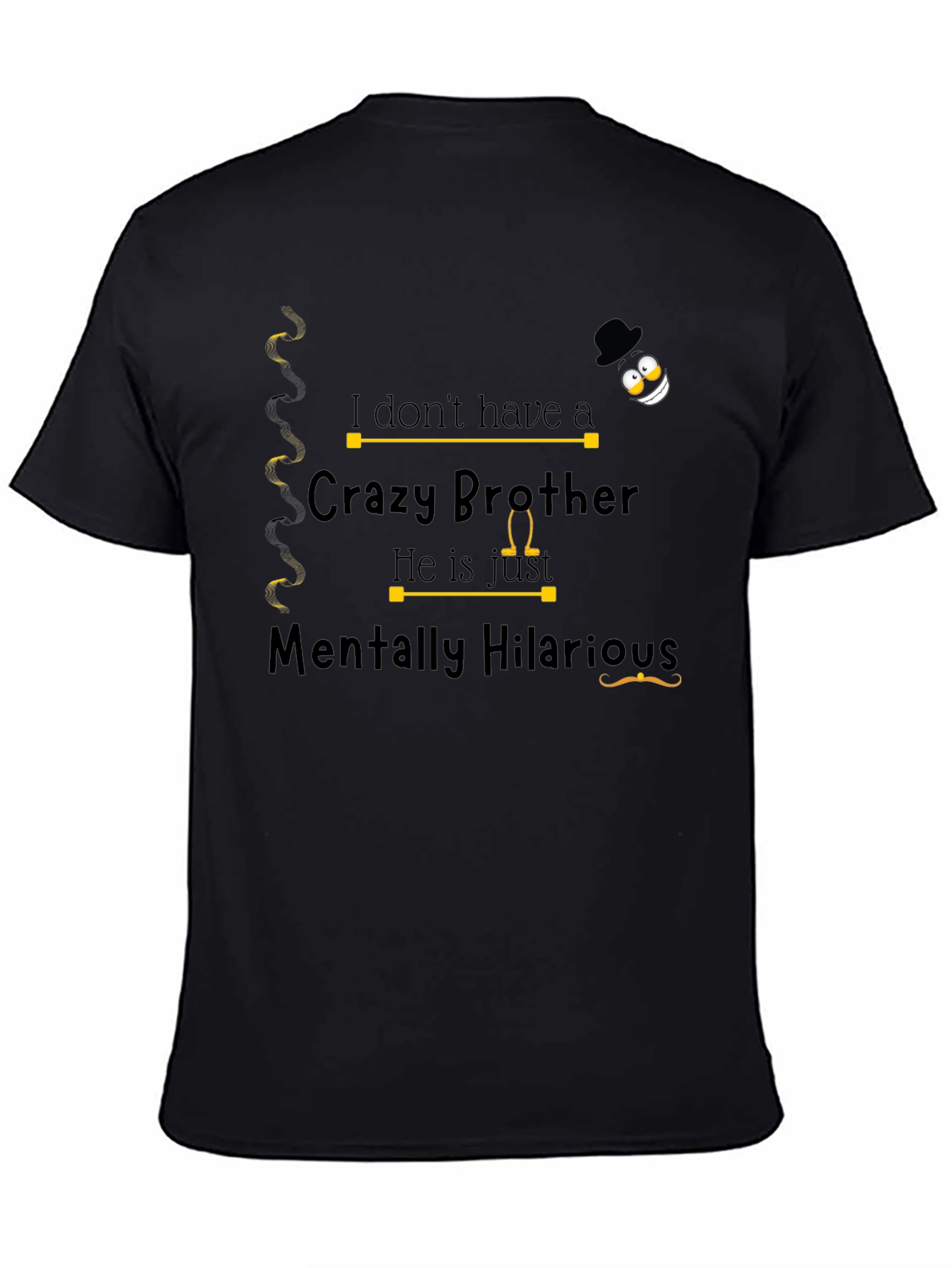 Black Funny Brother T-Shirt - Crazy Brother view 4