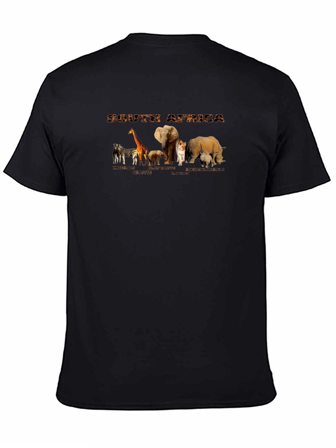 Black South Africa Wildlife Graphic T-Shirt view 4