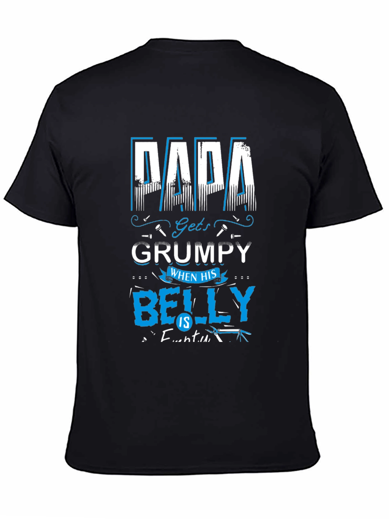 Black Papa Grumpy Belly T-Shirt - Humorous Dad Tee view 4