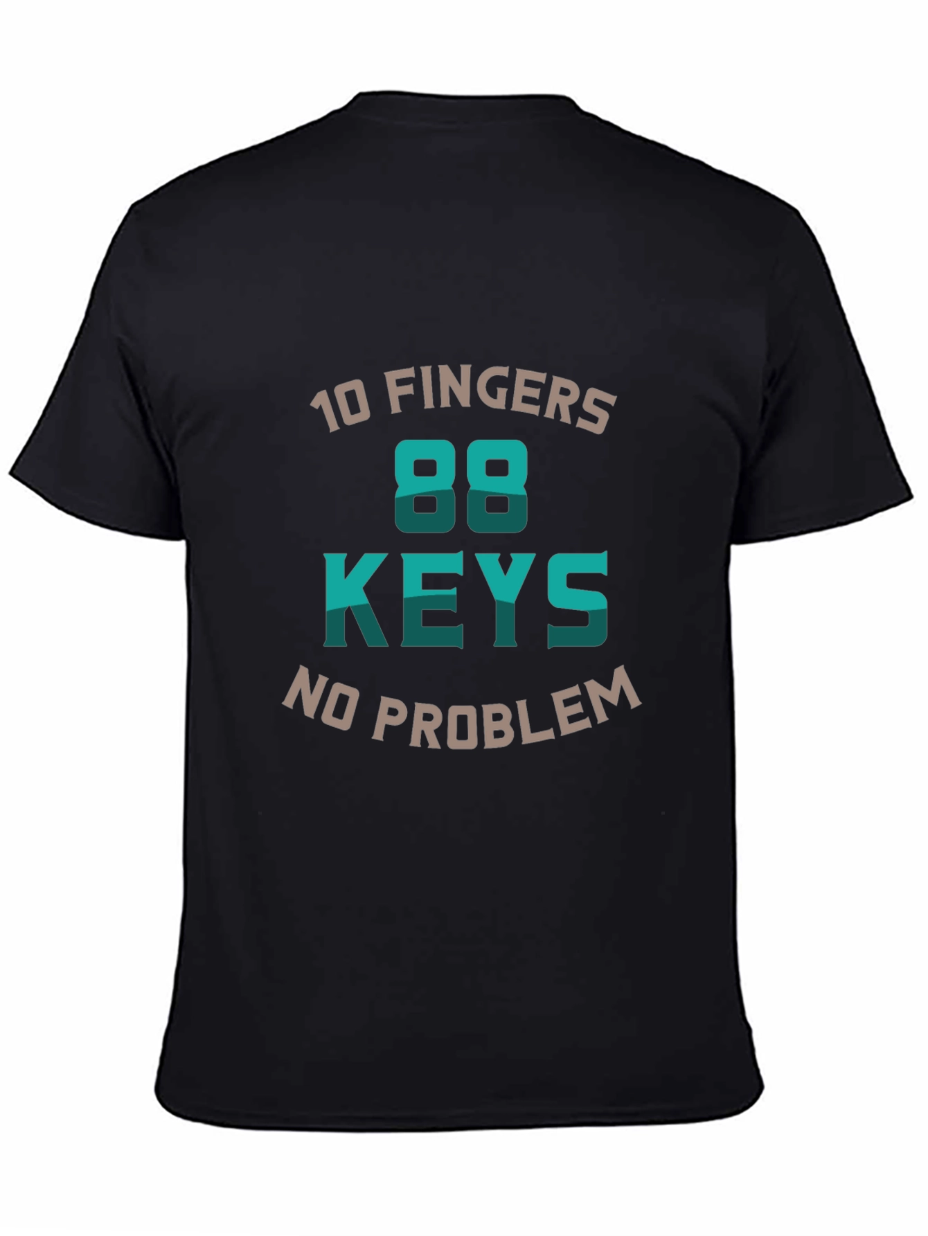 Black 10 Fingers 88 Keys No Problem Graphic Tee view 4