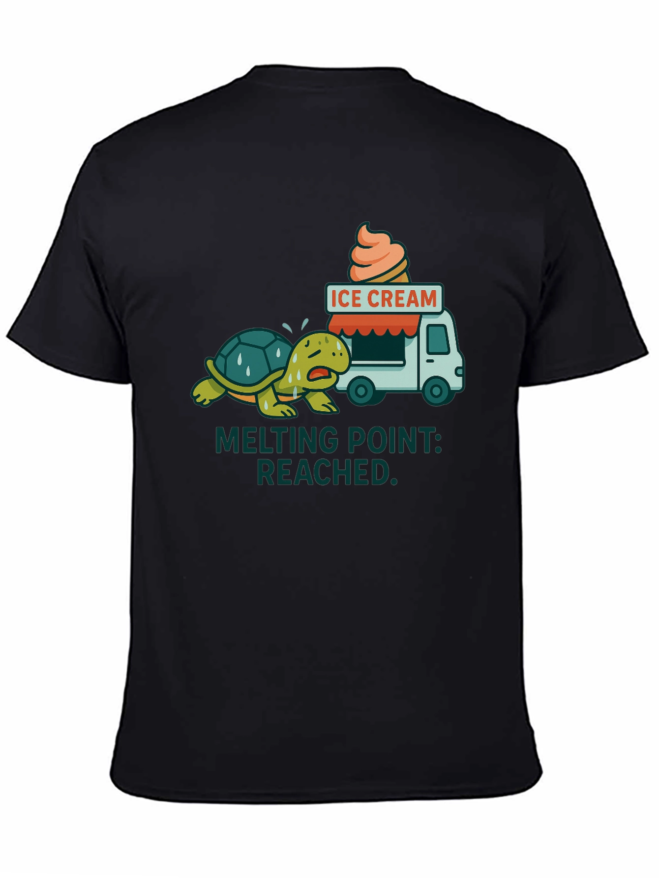 Black Melting Point Reached Turtle Ice Cream T-Shirt view 4
