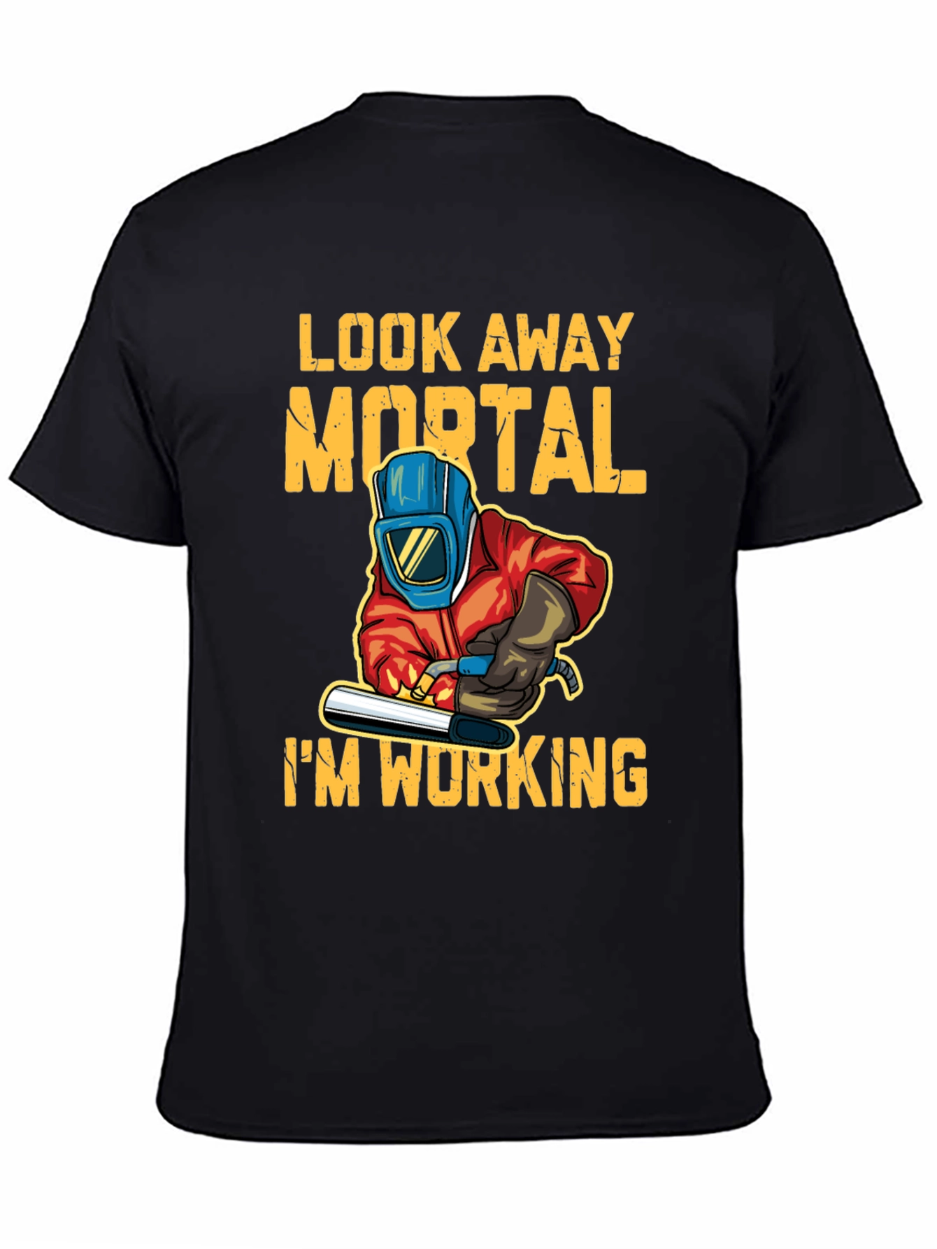 Black Look Away Mortal I'm Working T-Shirt view 4
