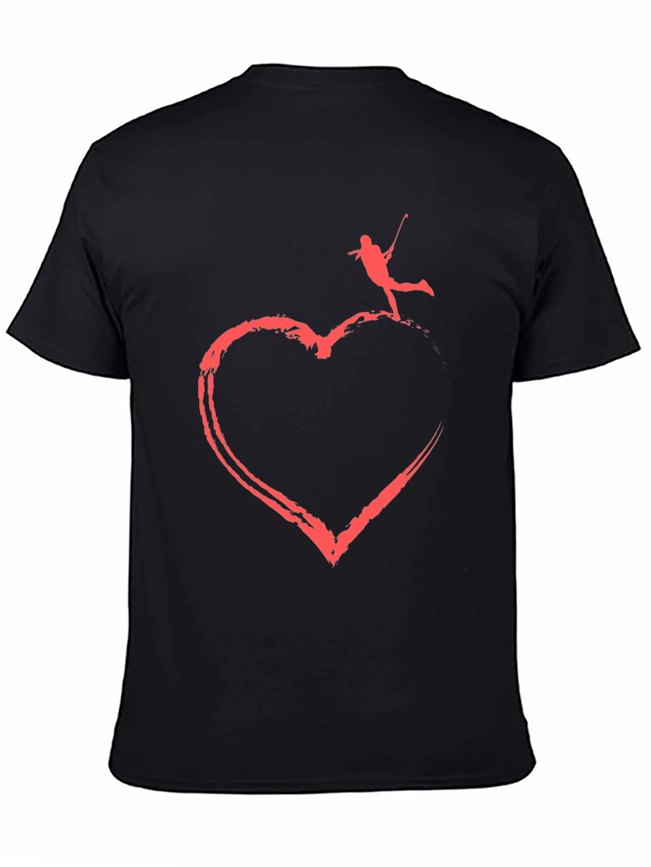 Black Golfer Heart Graphic Tee - Stylish Cotton T-Shirt view 4