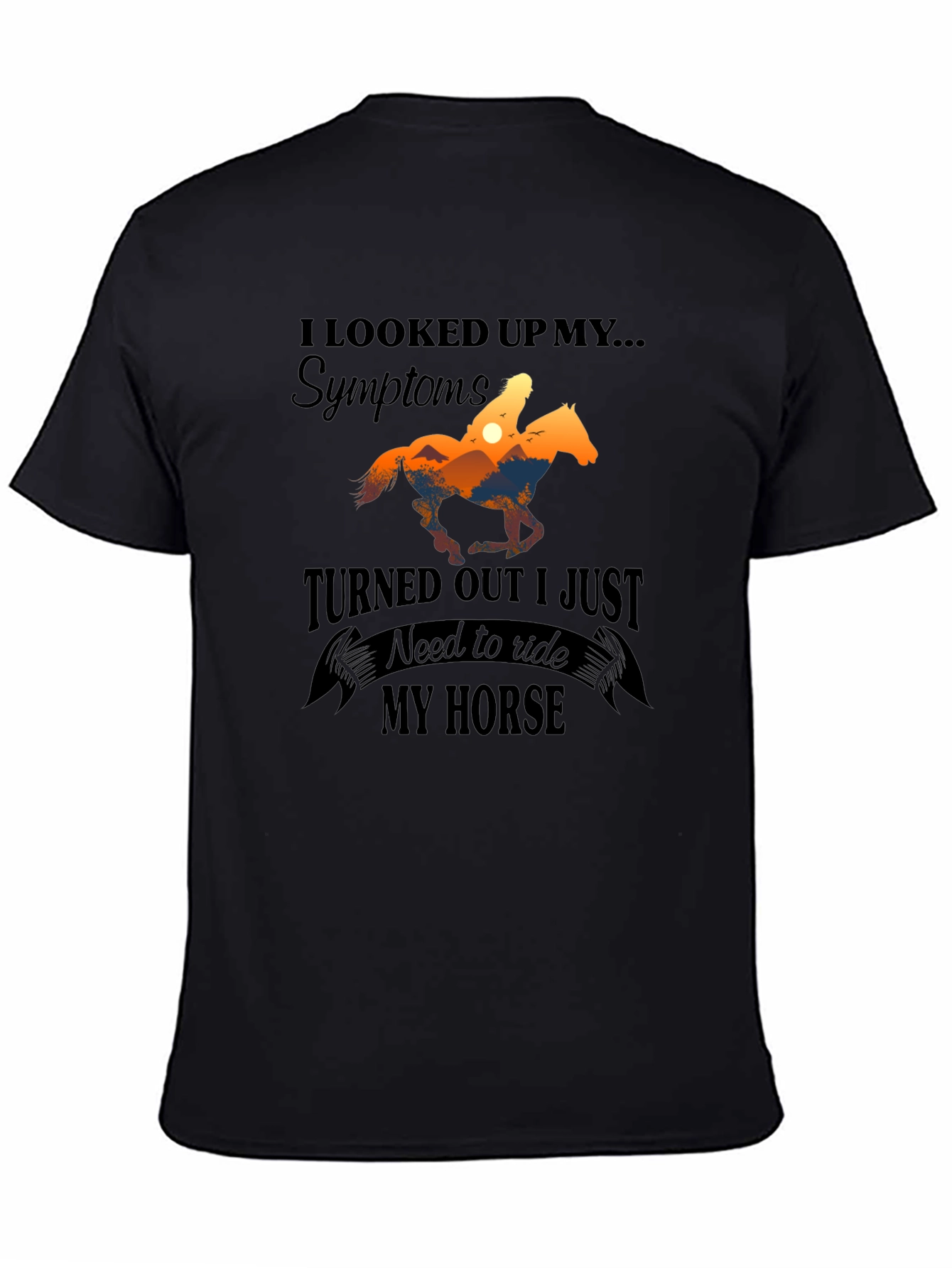 Black Funny Horse Riding T-Shirt - Need to Ride My Horse Tee view 4