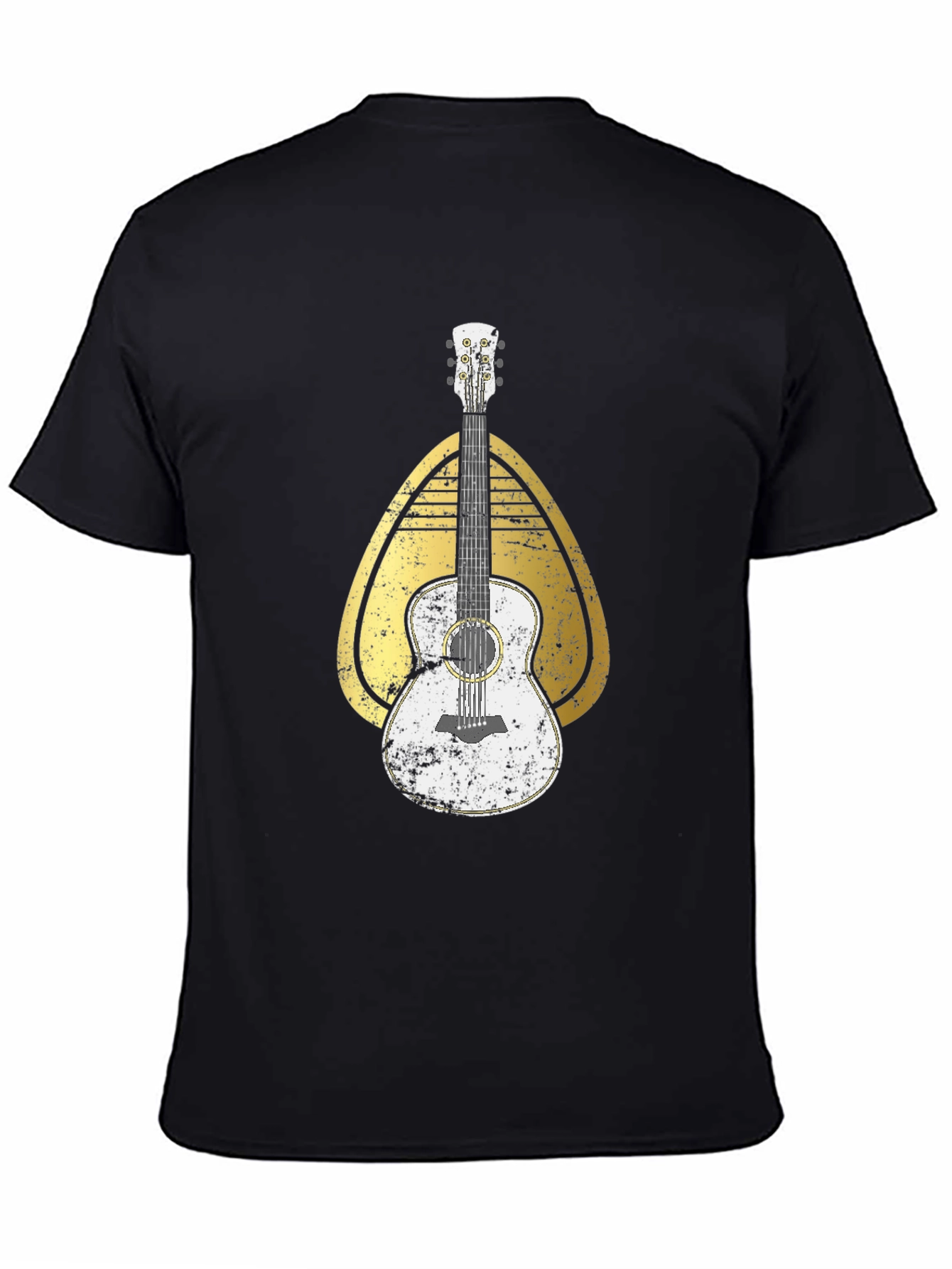 Black Guitar Graphic Tee - Retro Style Music Shirt view 4