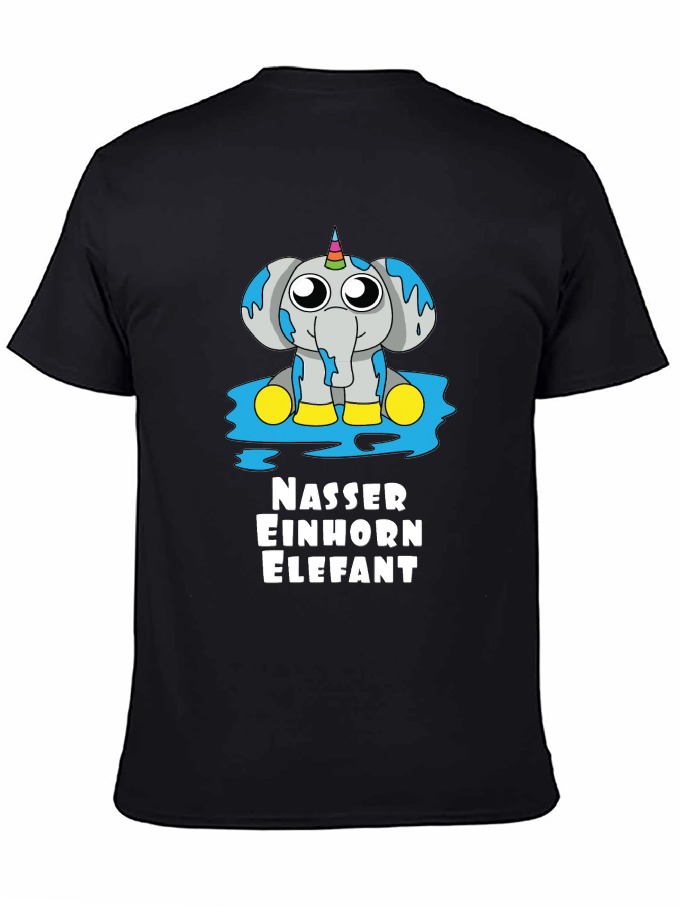 Black Funny Unicorn Elephant T-Shirt view 4