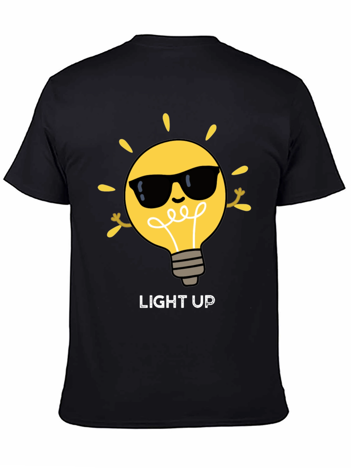 Black Light Up Graphic Tee - Cool Bulb Design view 4