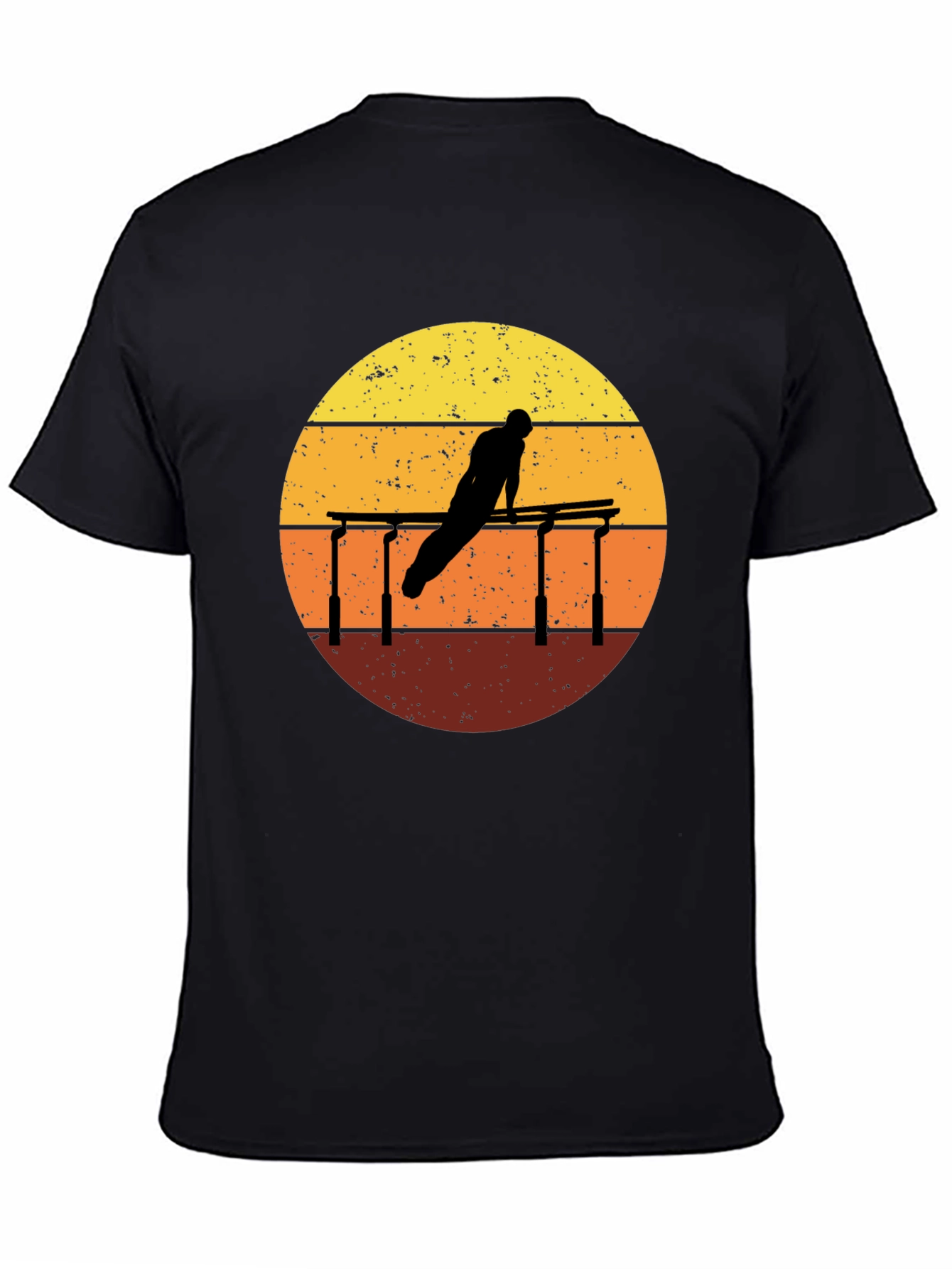 Black Gymnastics Sunset Graphic Tee - Black Cotton T-Shirt view 4