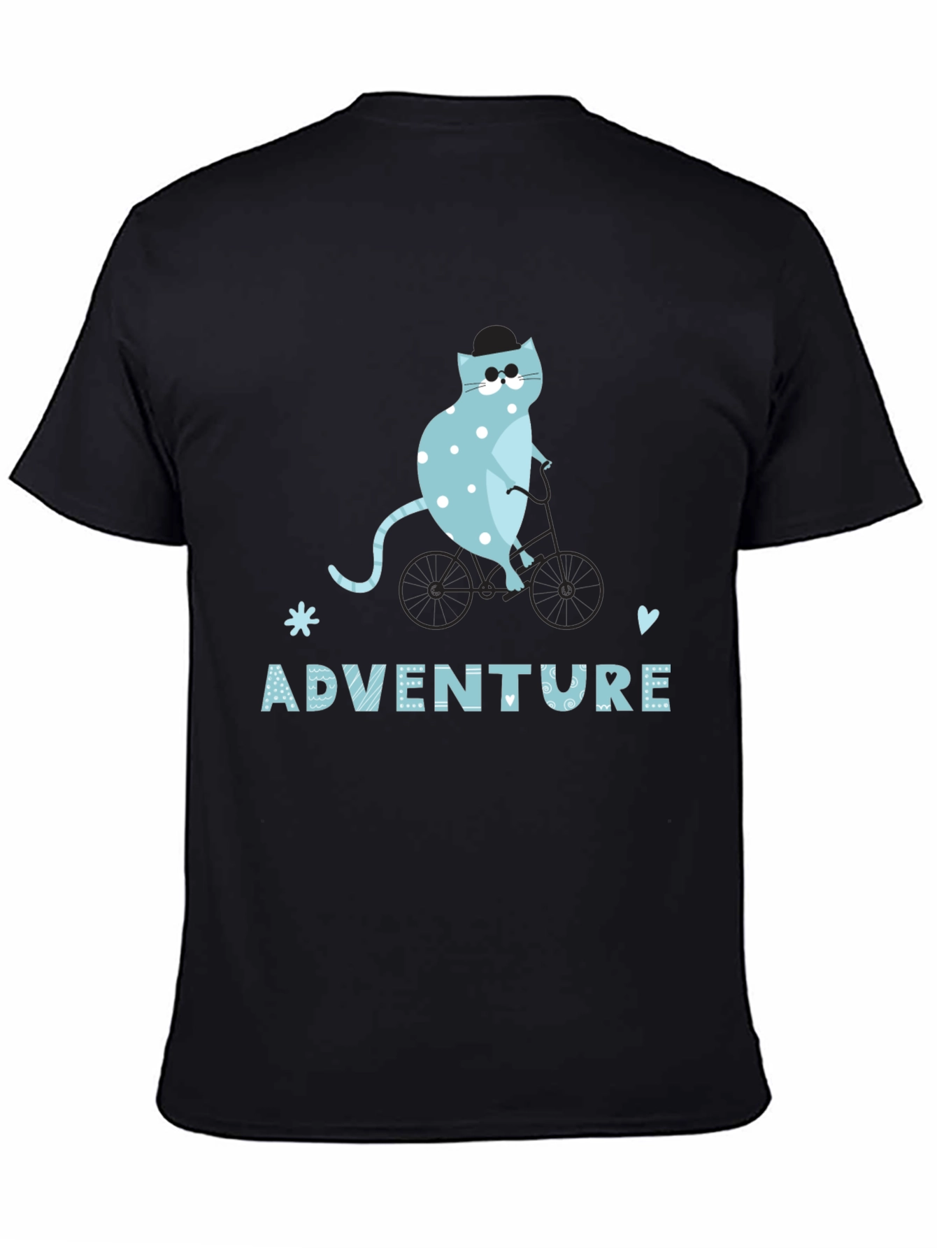 Black Adventure Cat Graphic Tee - Black Unisex T-Shirt view 4