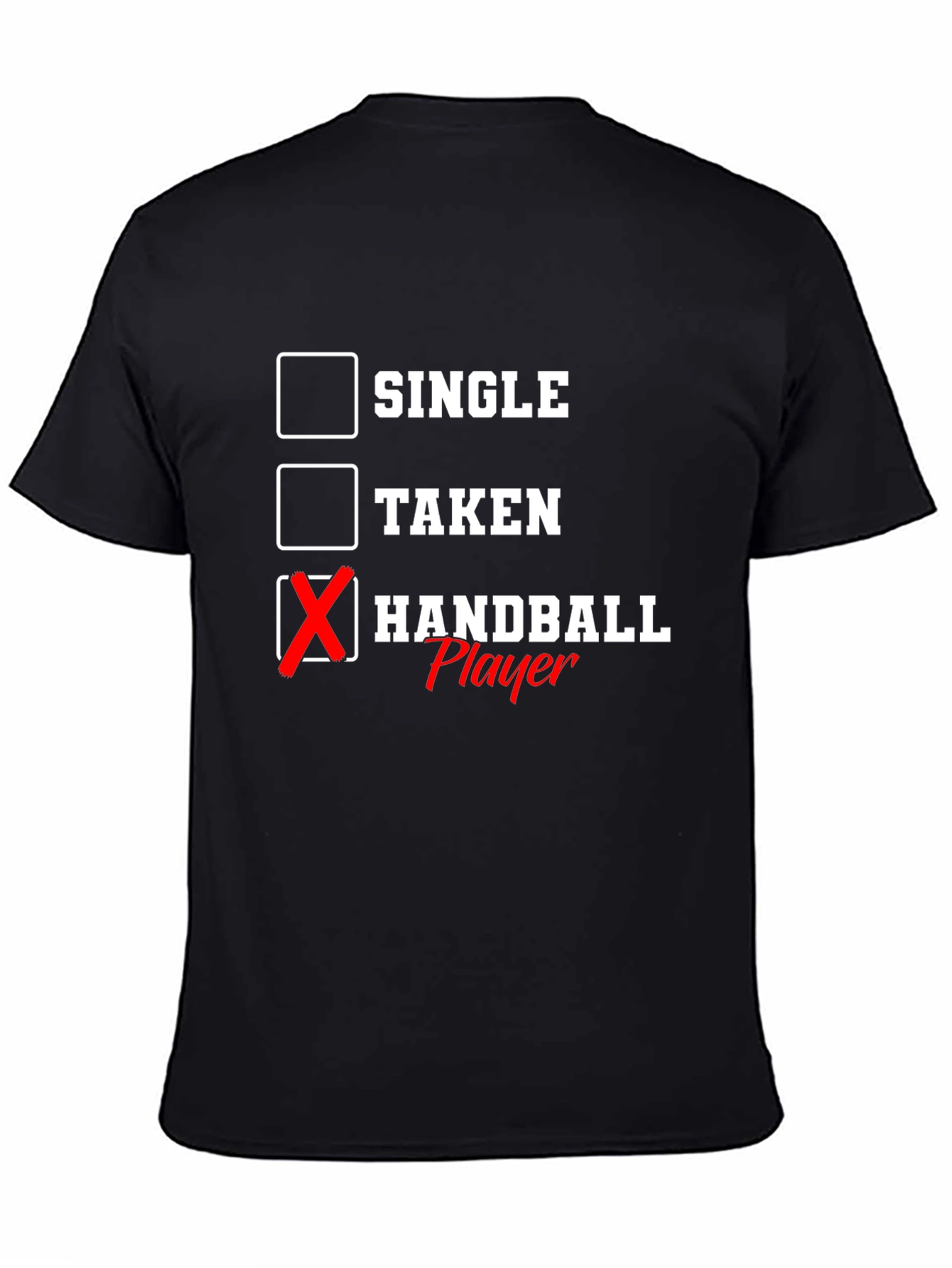 Black Handball Player T-Shirt - Single, Taken, Handball view 4