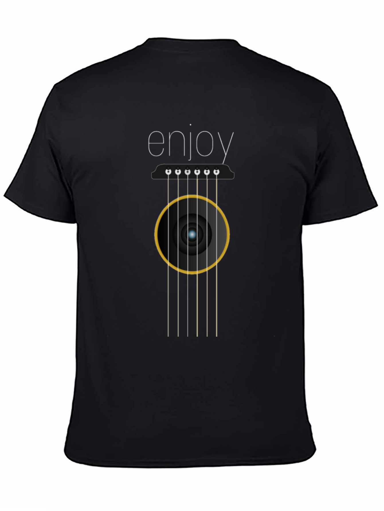 Black Enjoy Guitar Graphic Tee - Black Cotton Comfort view 4