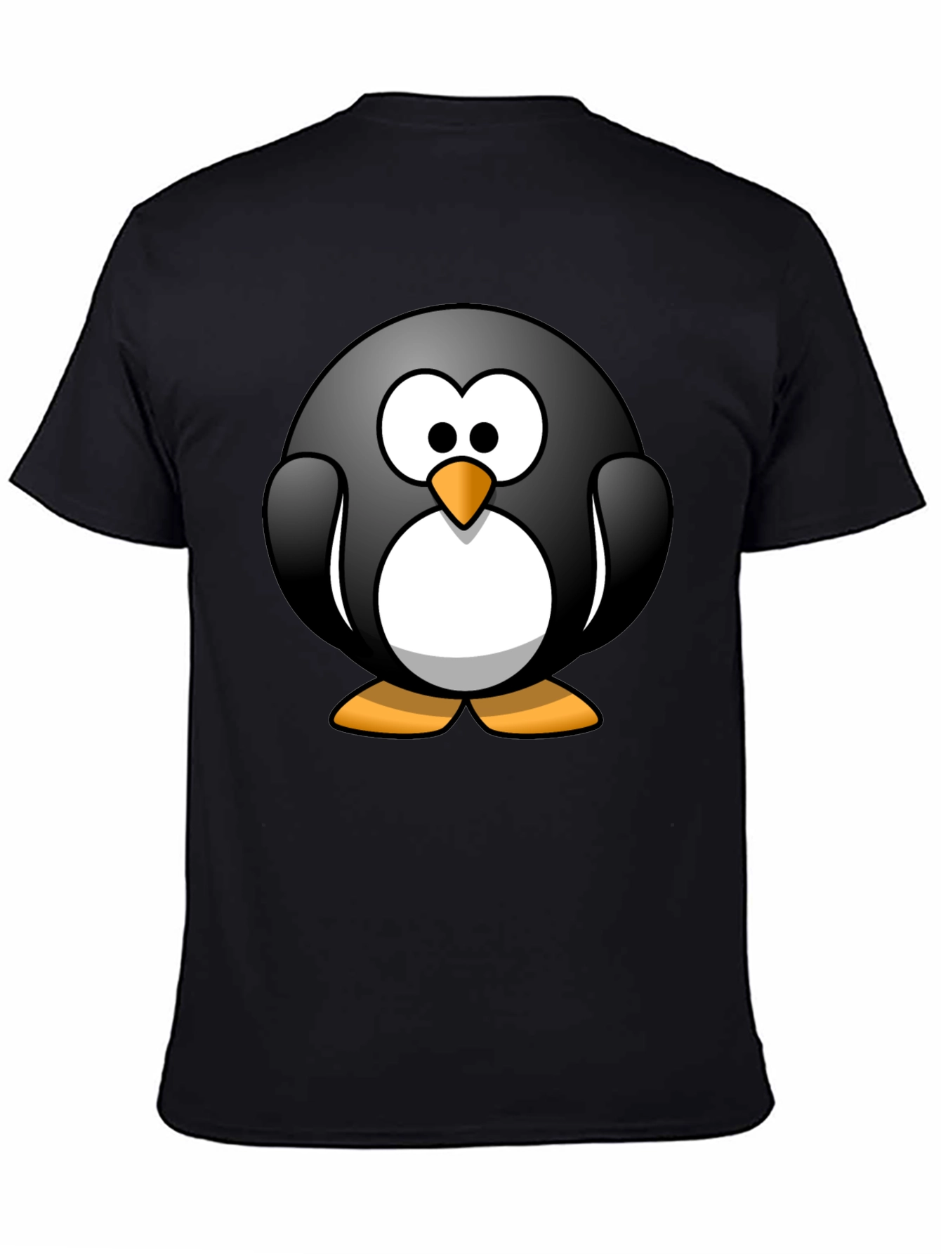 Black Cartoon Penguin Graphic Black T-Shirt view 4