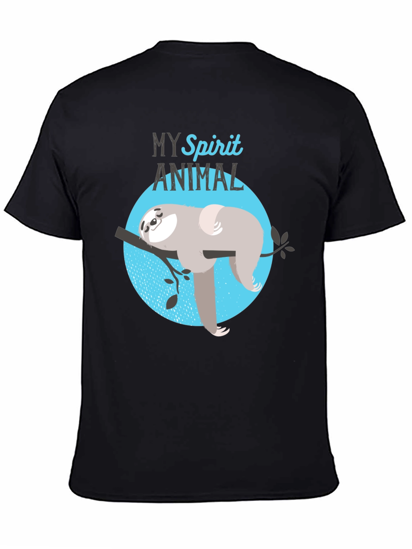 Black My Spirit Animal Sloth Graphic T-Shirt view 4