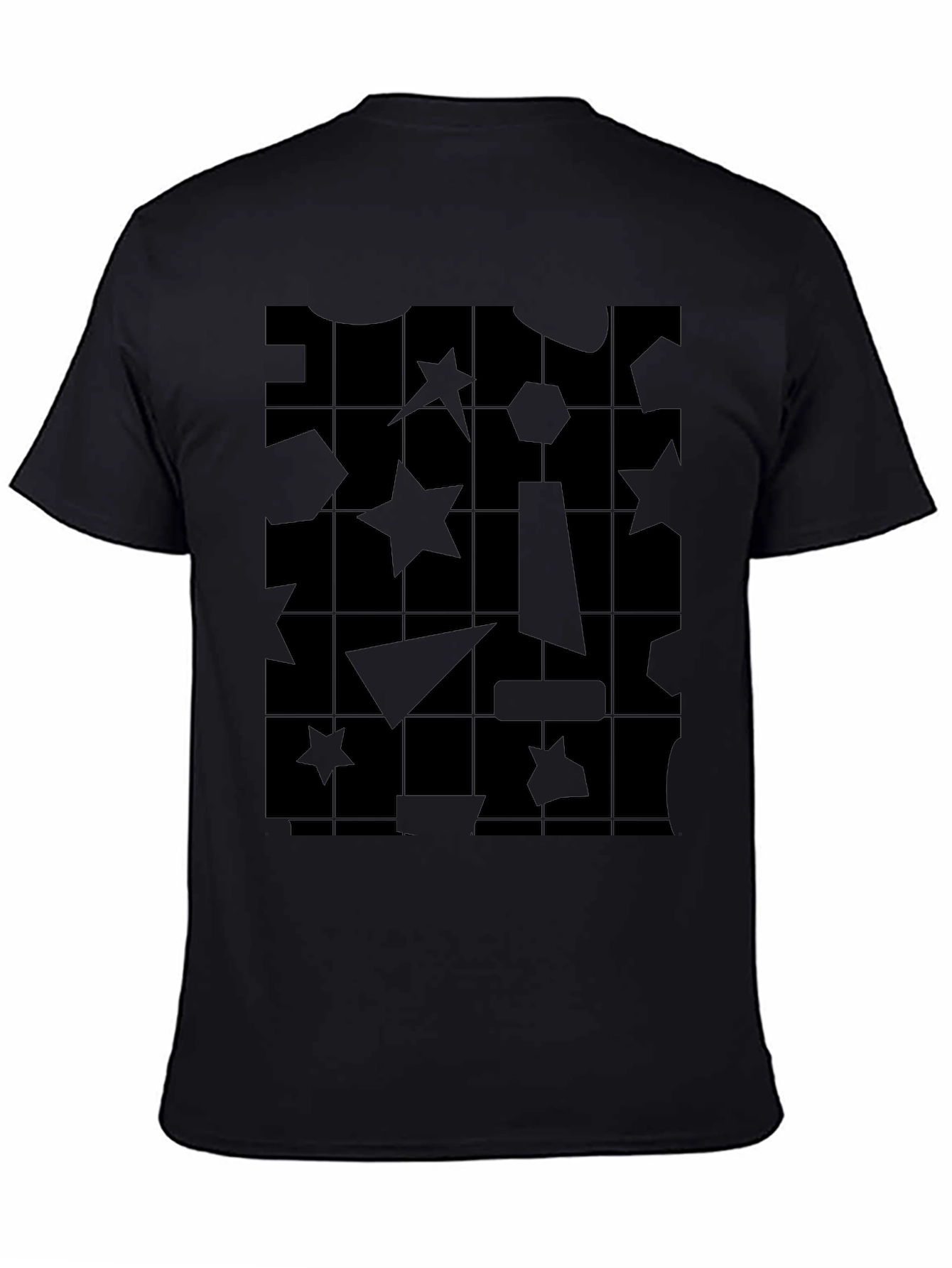 Black Abstract Geometric Pattern Black T-Shirt view 4