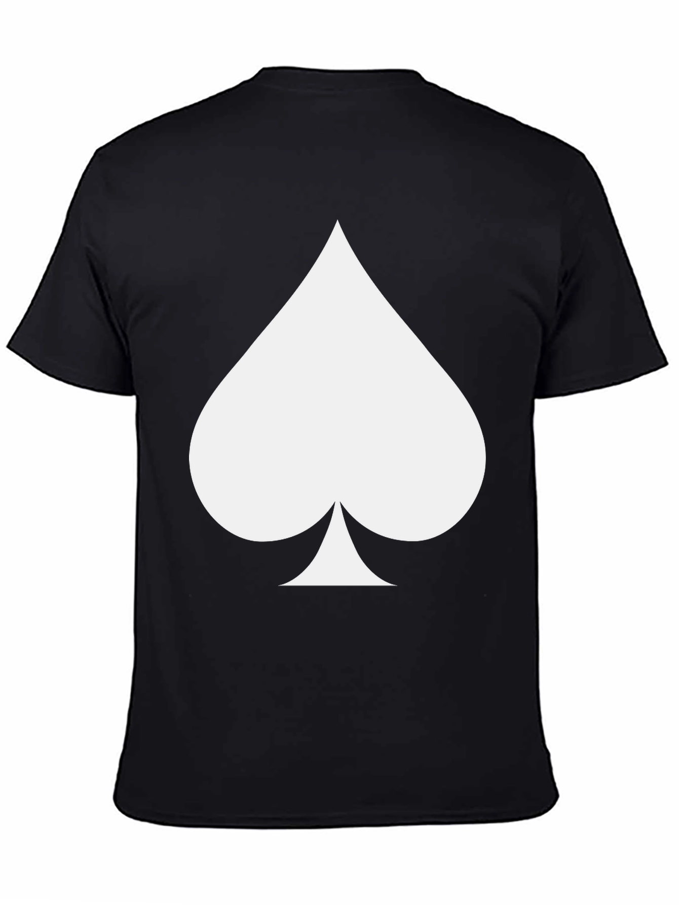 Black Men's Black T-Shirt with Spade Design view 4