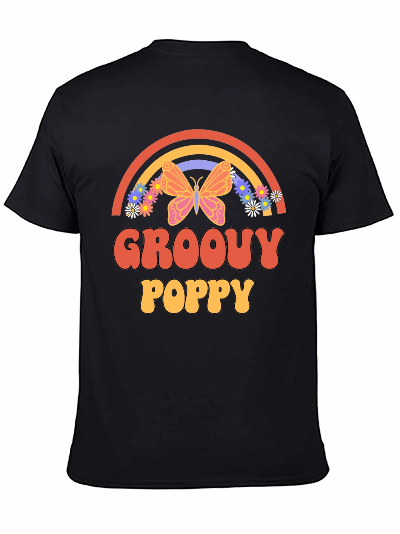 Groovy Poppy Graphic Tee - Retro Rainbow Butterfly - 4