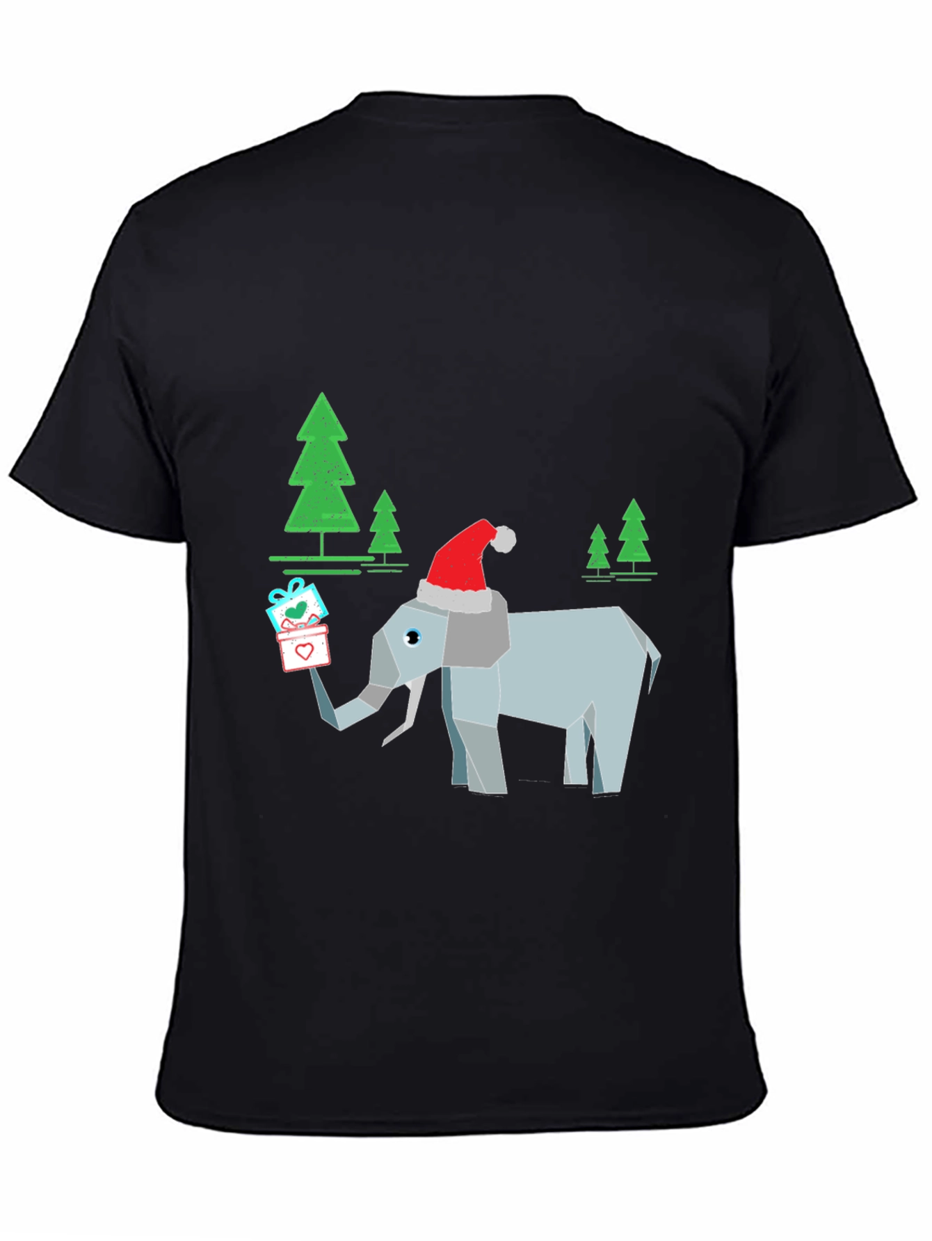 Black Festive Elephant Christmas T-Shirt view 4
