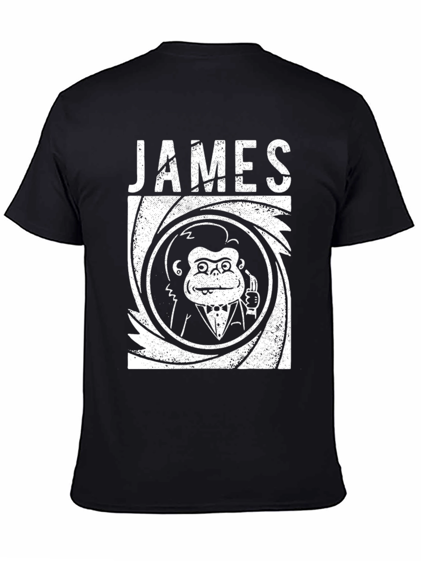 Black James Bond Monkey T-Shirt - Black view 4