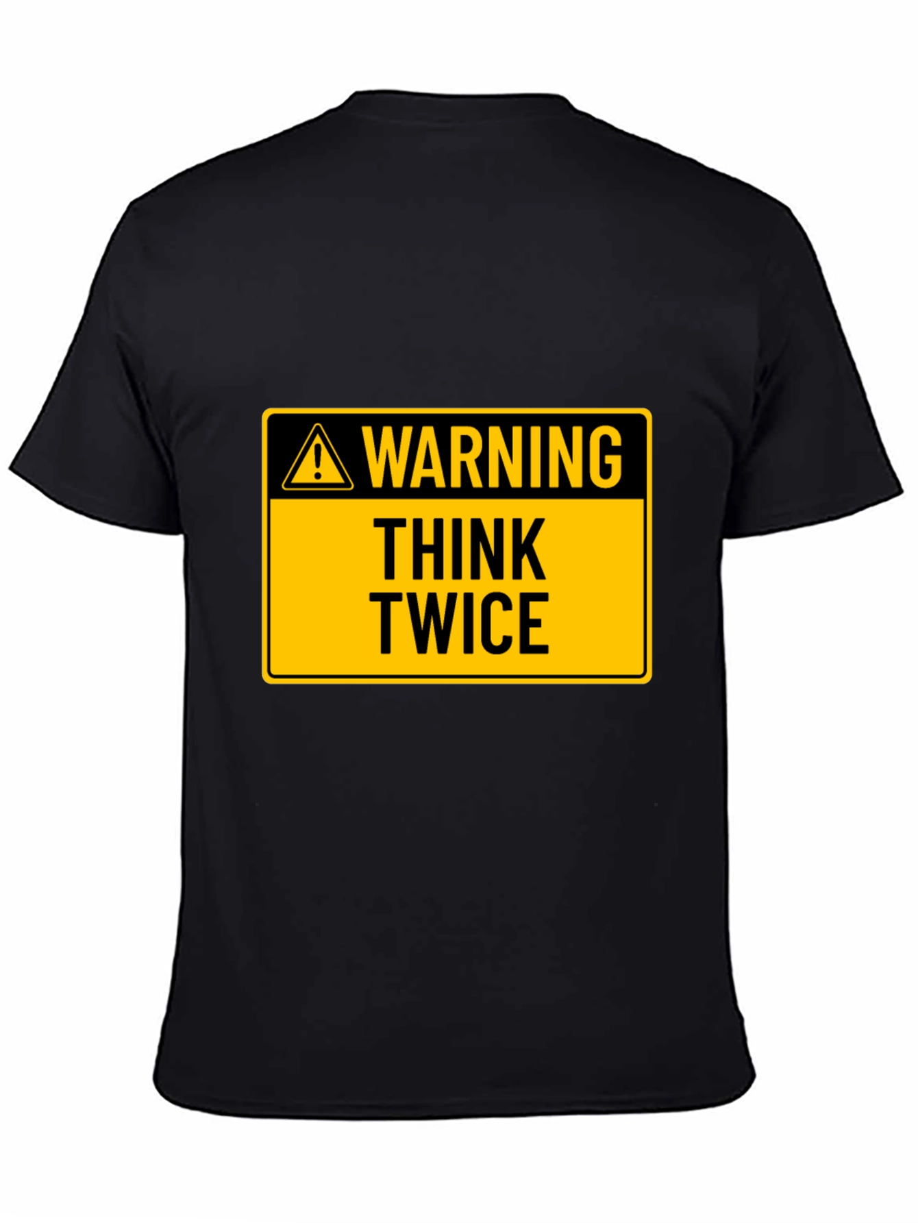 Black Warning Think Twice Graphic Tee - Black Cotton T-Shirt view 4