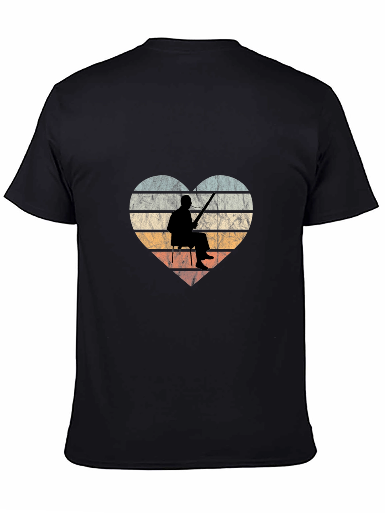 Black Vintage Fishing Heart Graphic T-Shirt view 4