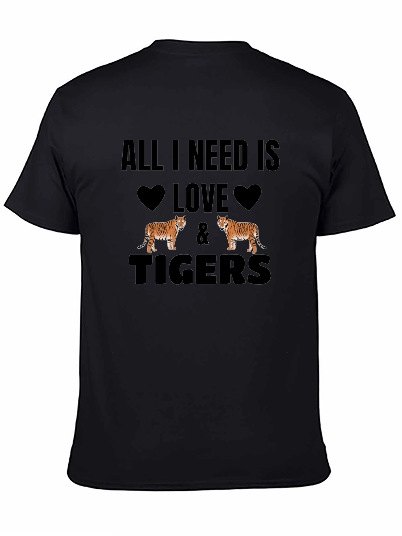 Black All I Need is Love & Tigers Black T-Shirt view 4