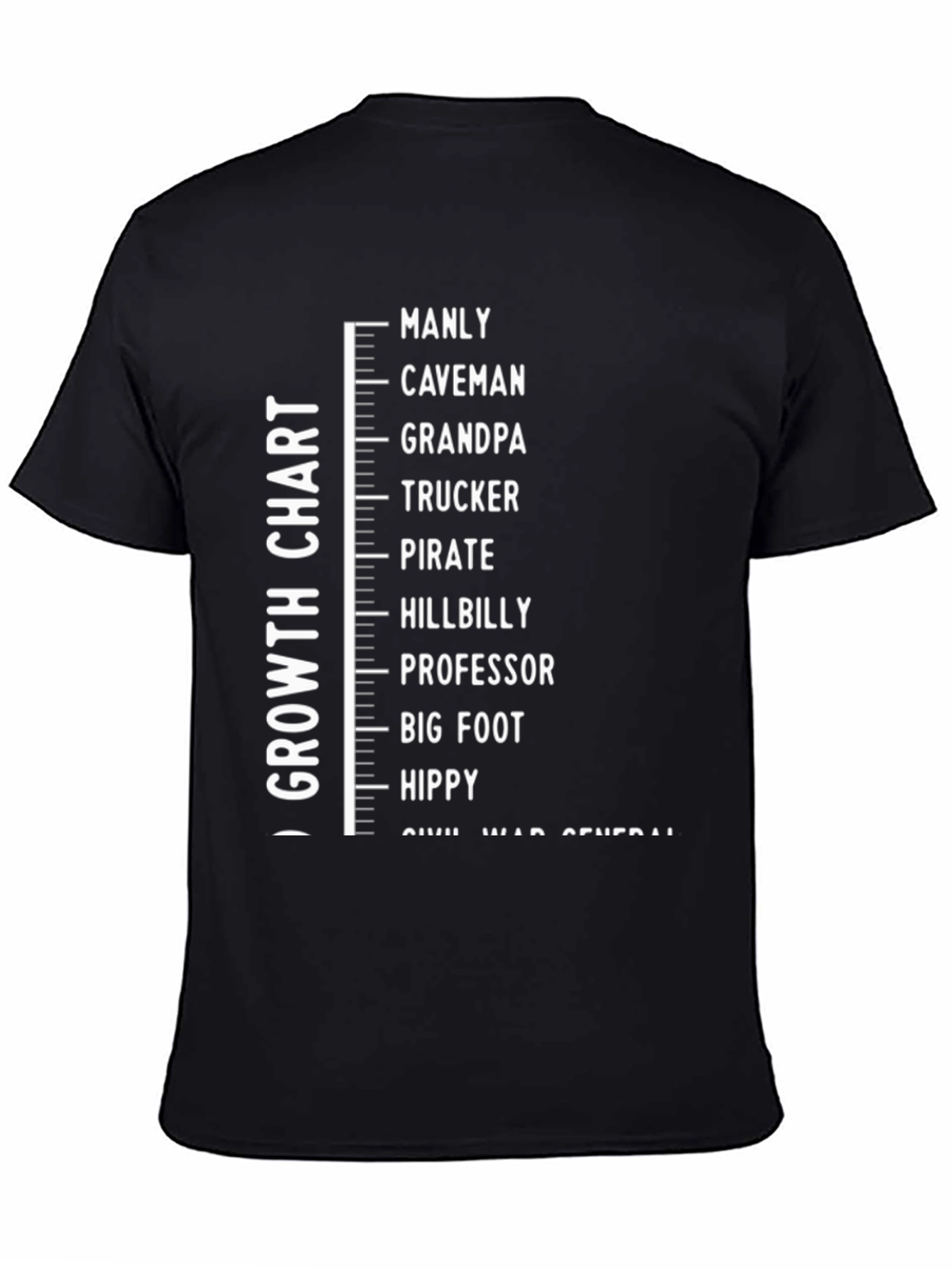 Black Men's Growth Chart T-Shirt Funny Adult Humor view 4
