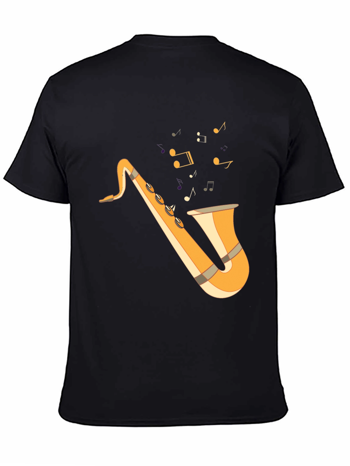Black Saxophone Graphic Tee - Black Cotton T-Shirt for Music Lovers view 4