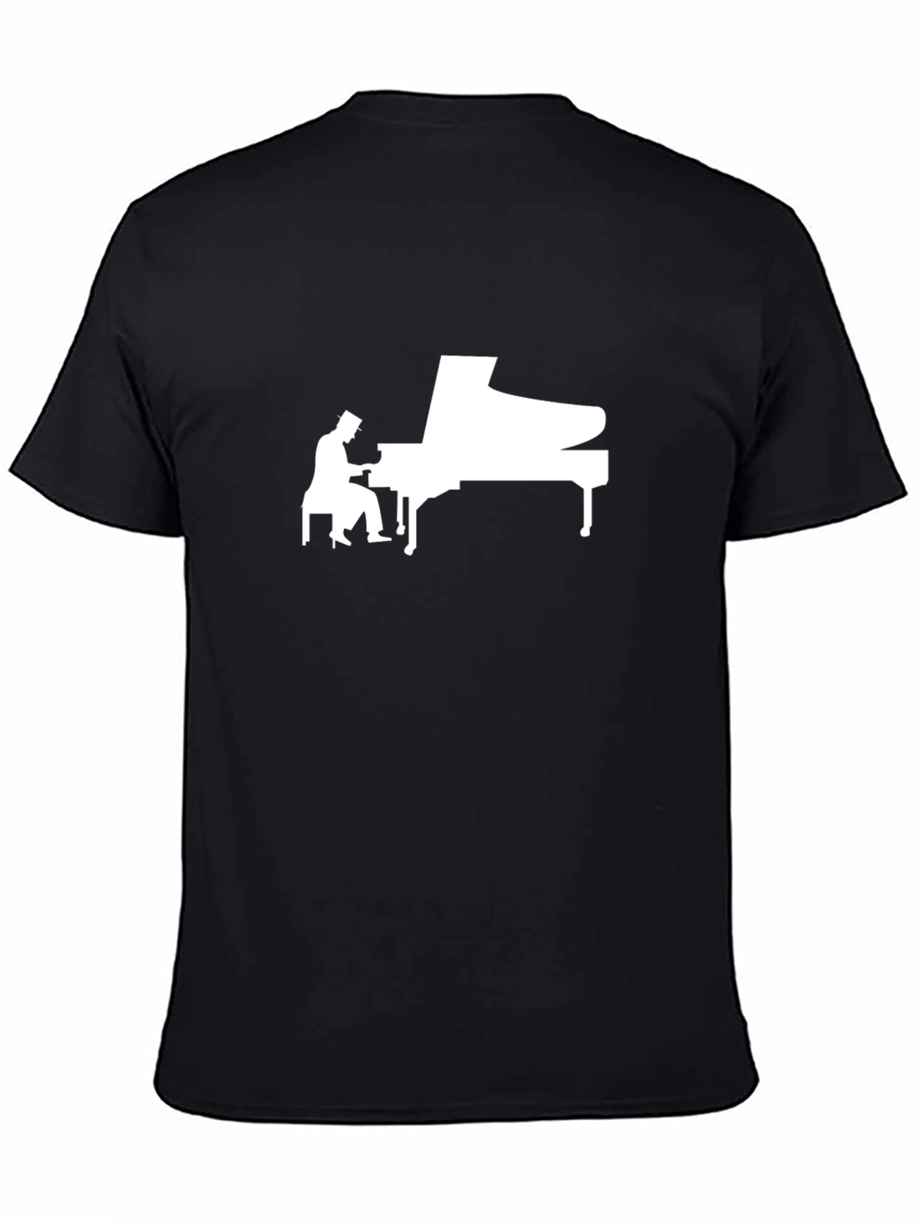 Black Piano Player Graphic Tee - Musician T-Shirt view 4