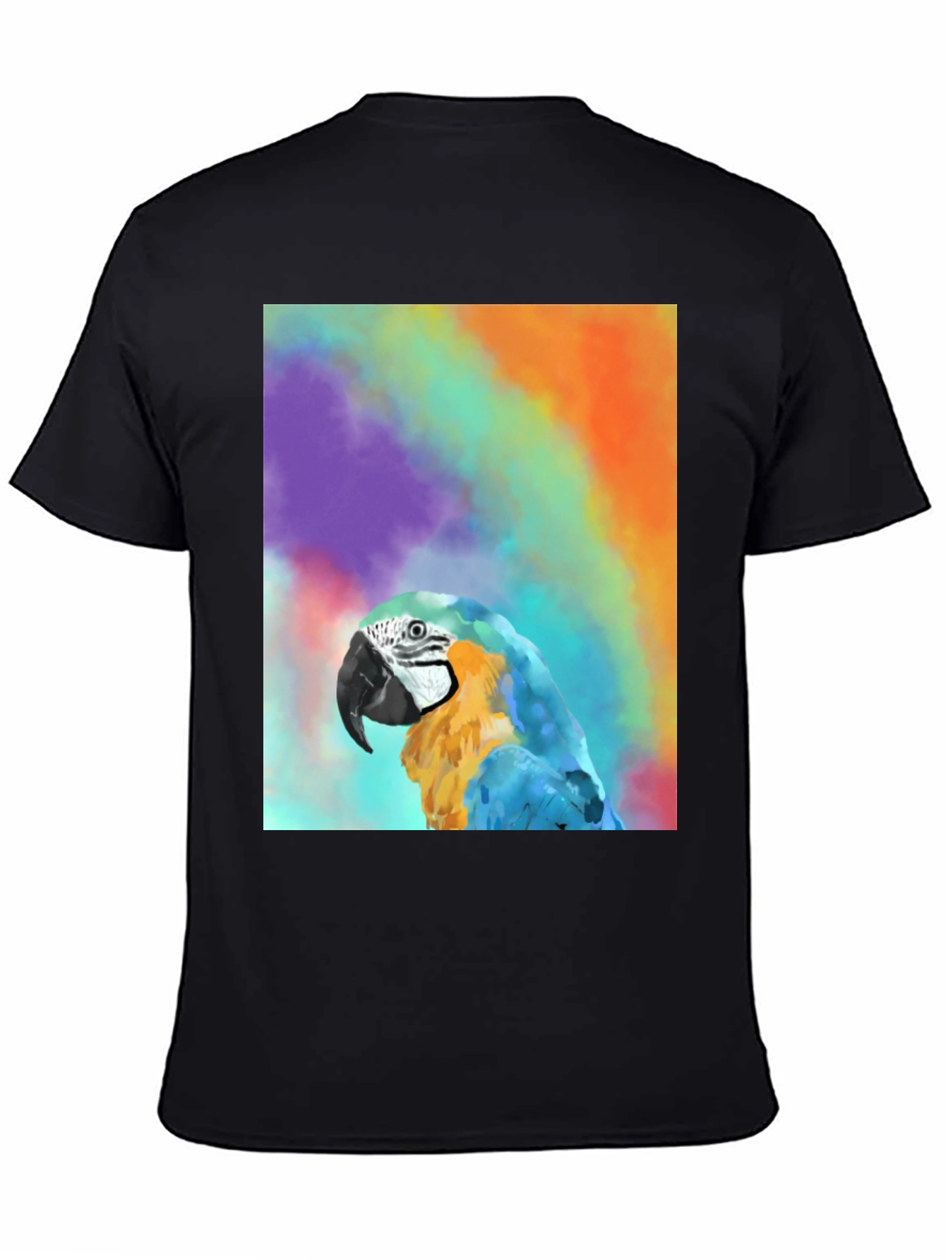 Black Parrot Graphic Tee - Colorful Macaw Design view 4