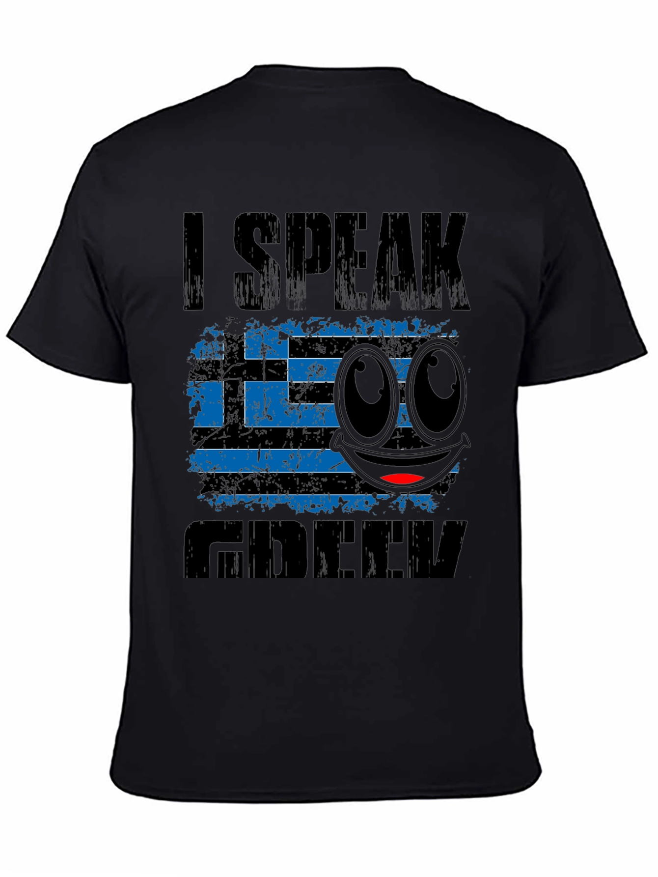 Black I Speak Greek T-Shirt Funny Emoji Greece Flag view 4
