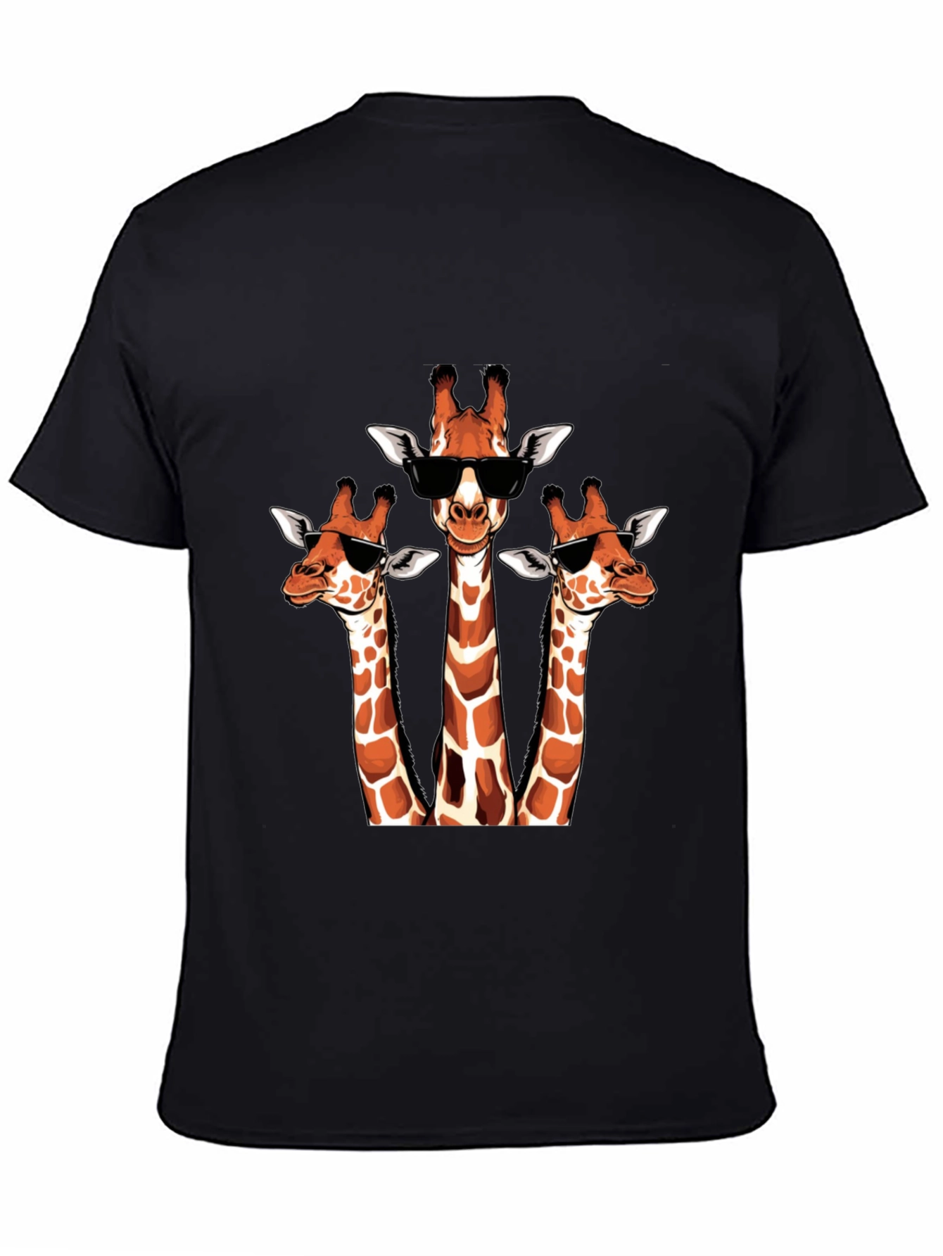 Black Cool Giraffe Trio T-Shirt - Unique Design view 4