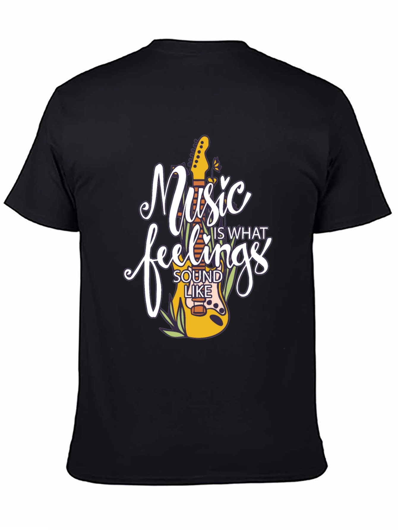 Black Music Is What Feelings Sound Like Black Graphic Tee view 4