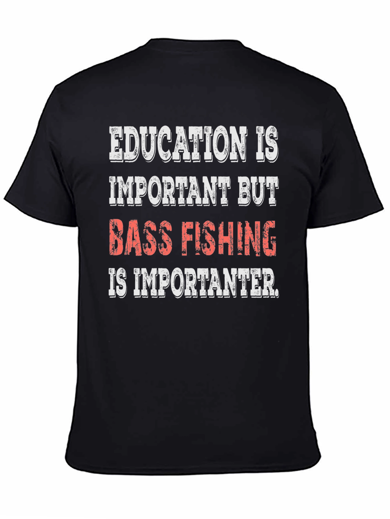 Black Bass Fishing Is Importanter Black T-Shirt view 4