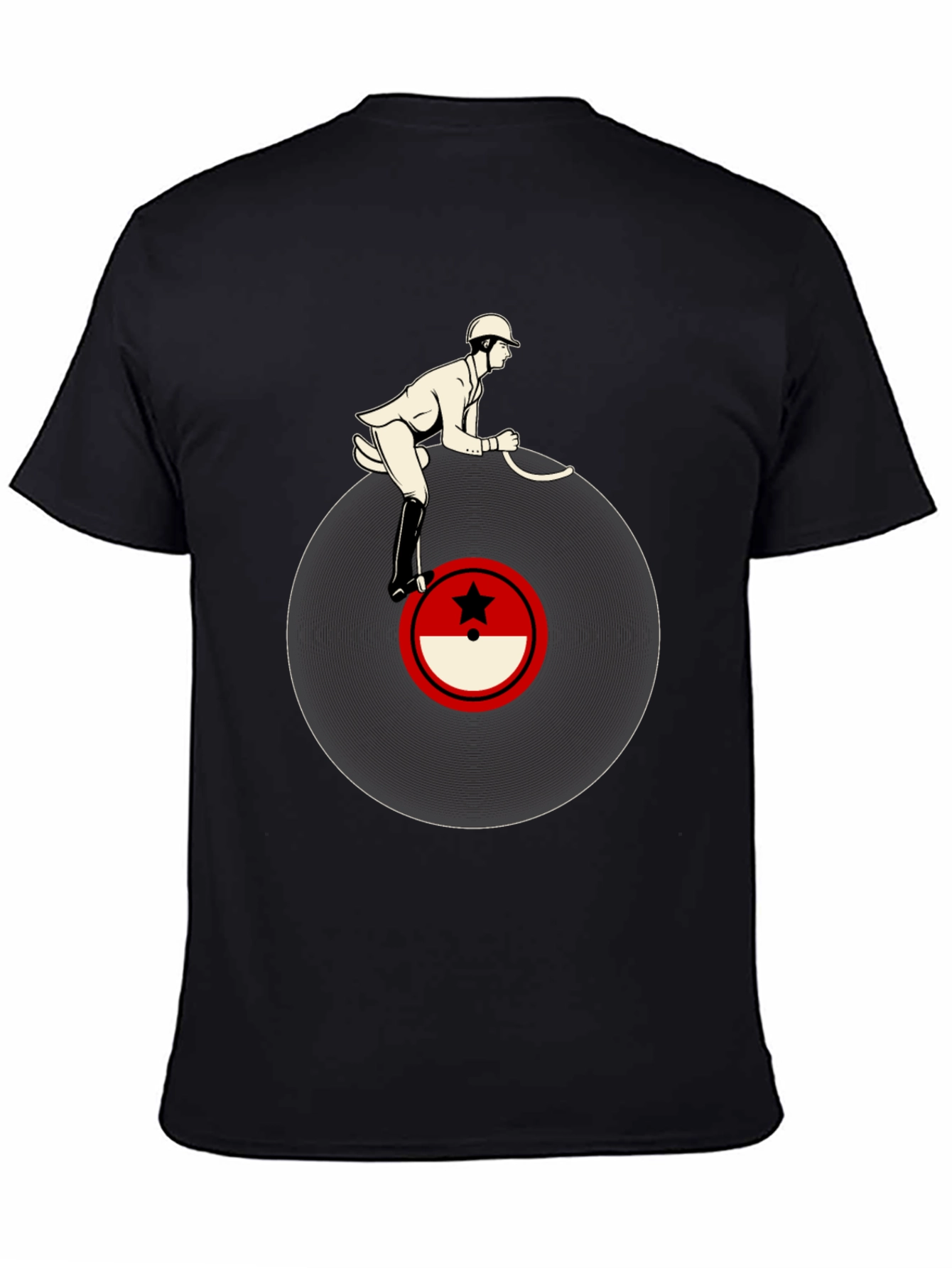 Black Retro Record Rider Graphic T-Shirt view 4