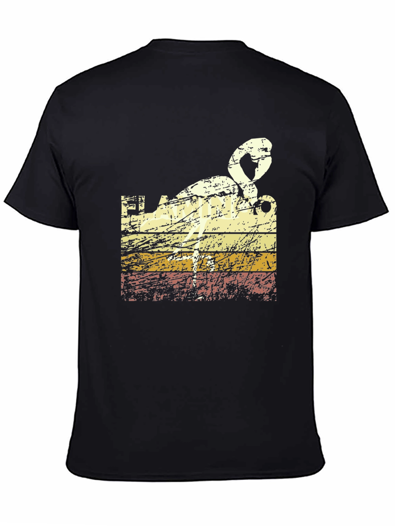 Black Retro Flamingo T-Shirt - Black Crew Neck view 4