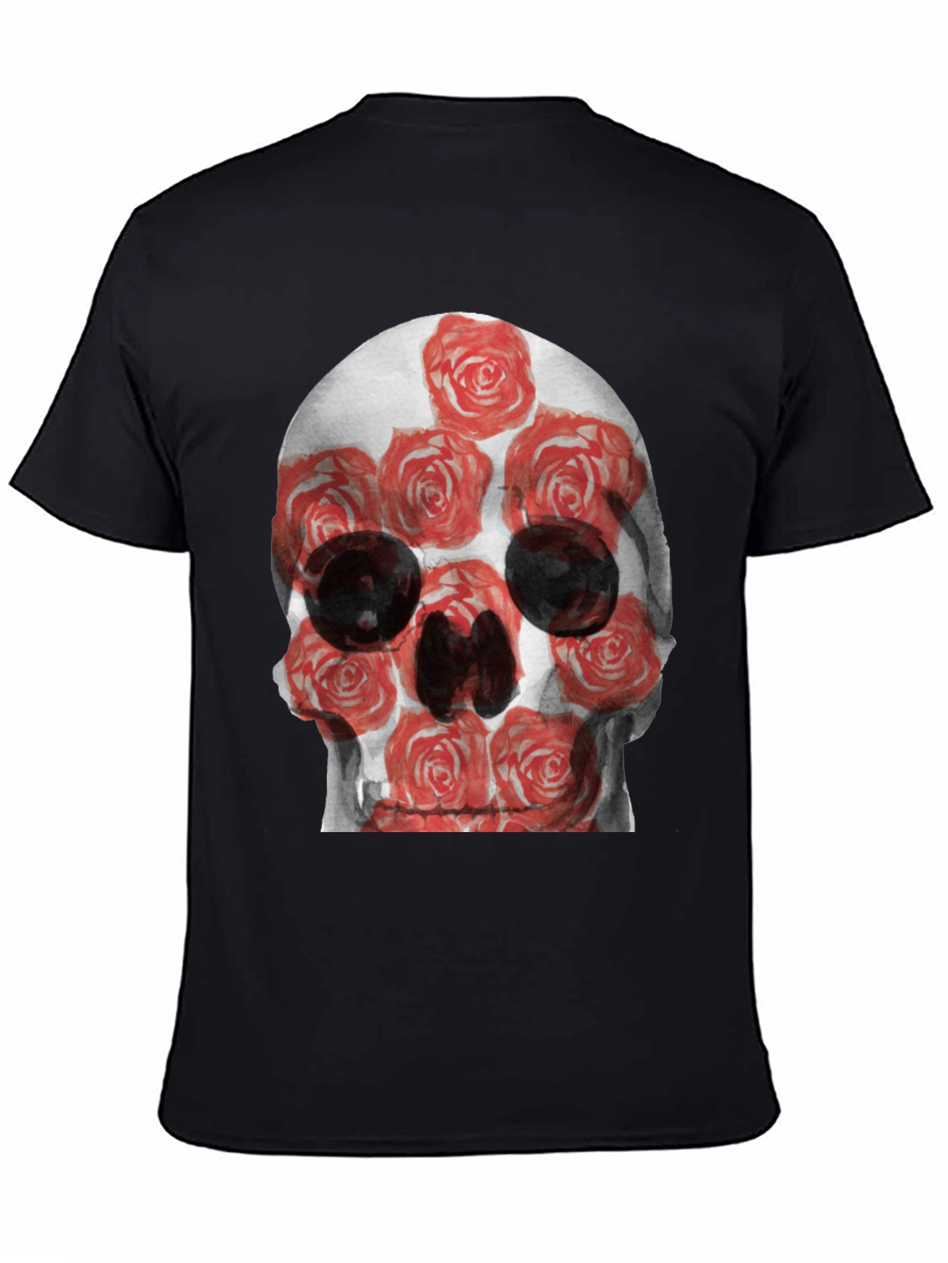 Black Skull and Roses Graphic Tee - Edgy Style view 4
