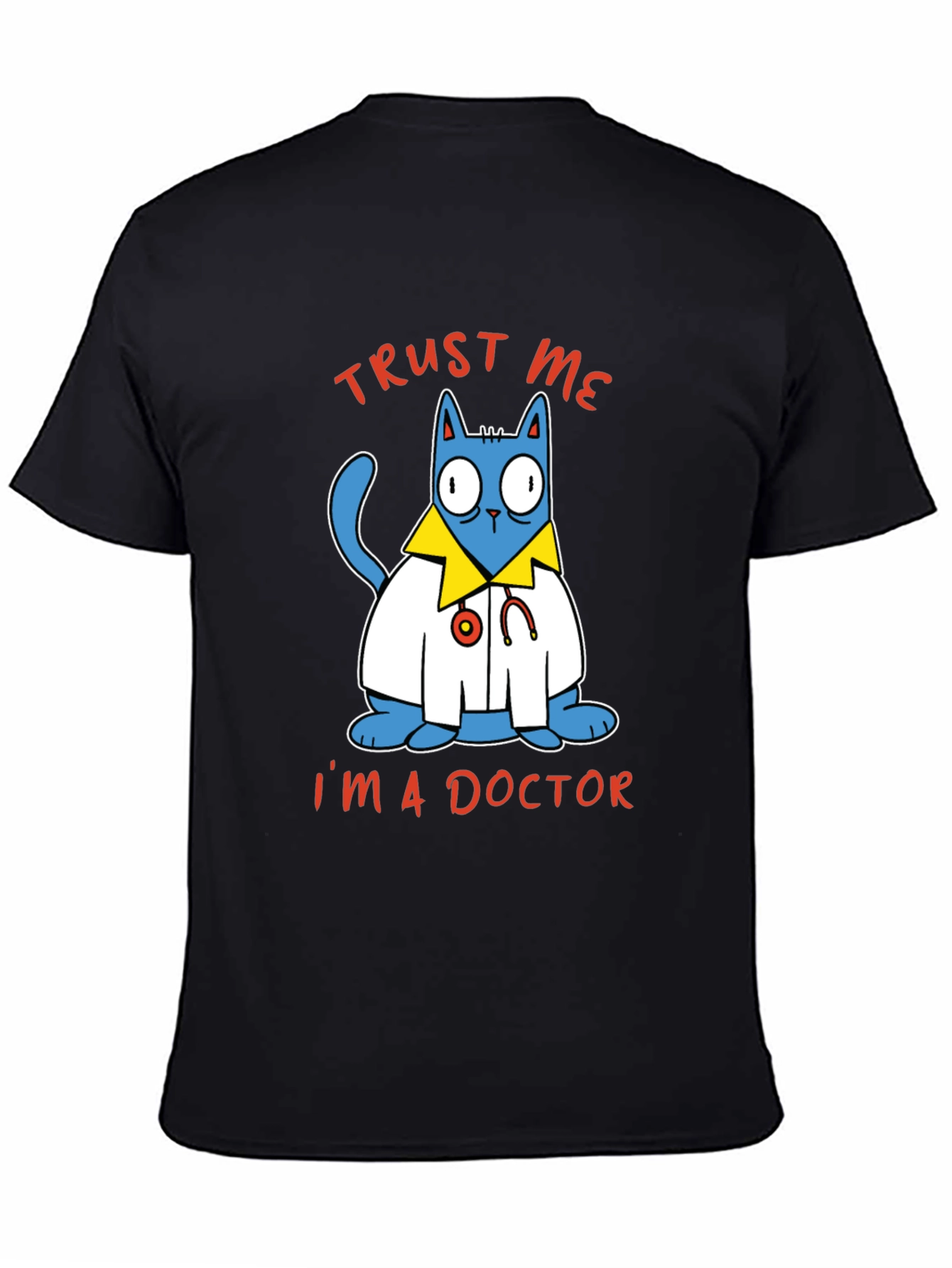 Black Trust Me I'm A Doctor Cat Graphic Tee view 4