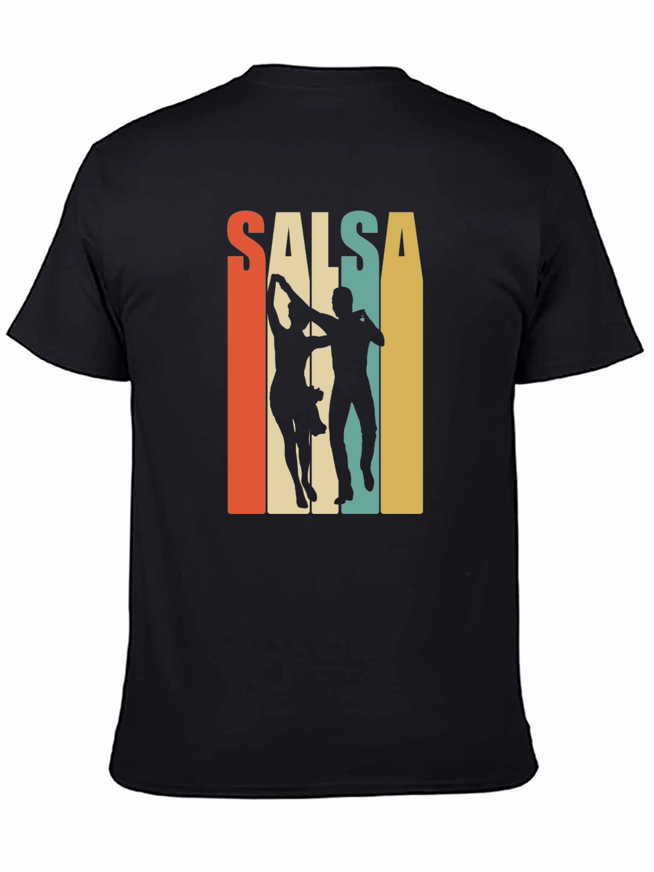 Black Salsa Dance Retro Graphic T-Shirt view 4