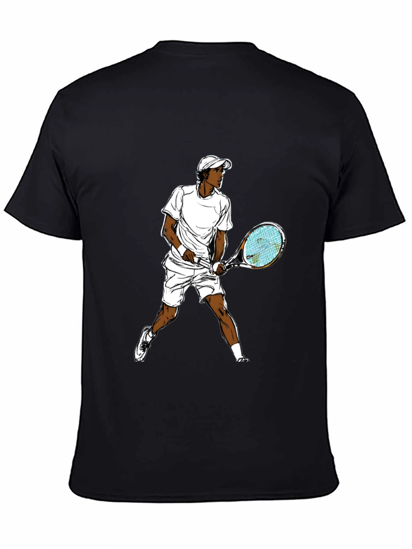 Black Tennis Player Graphic T-Shirt - Black Casual Tee view 4