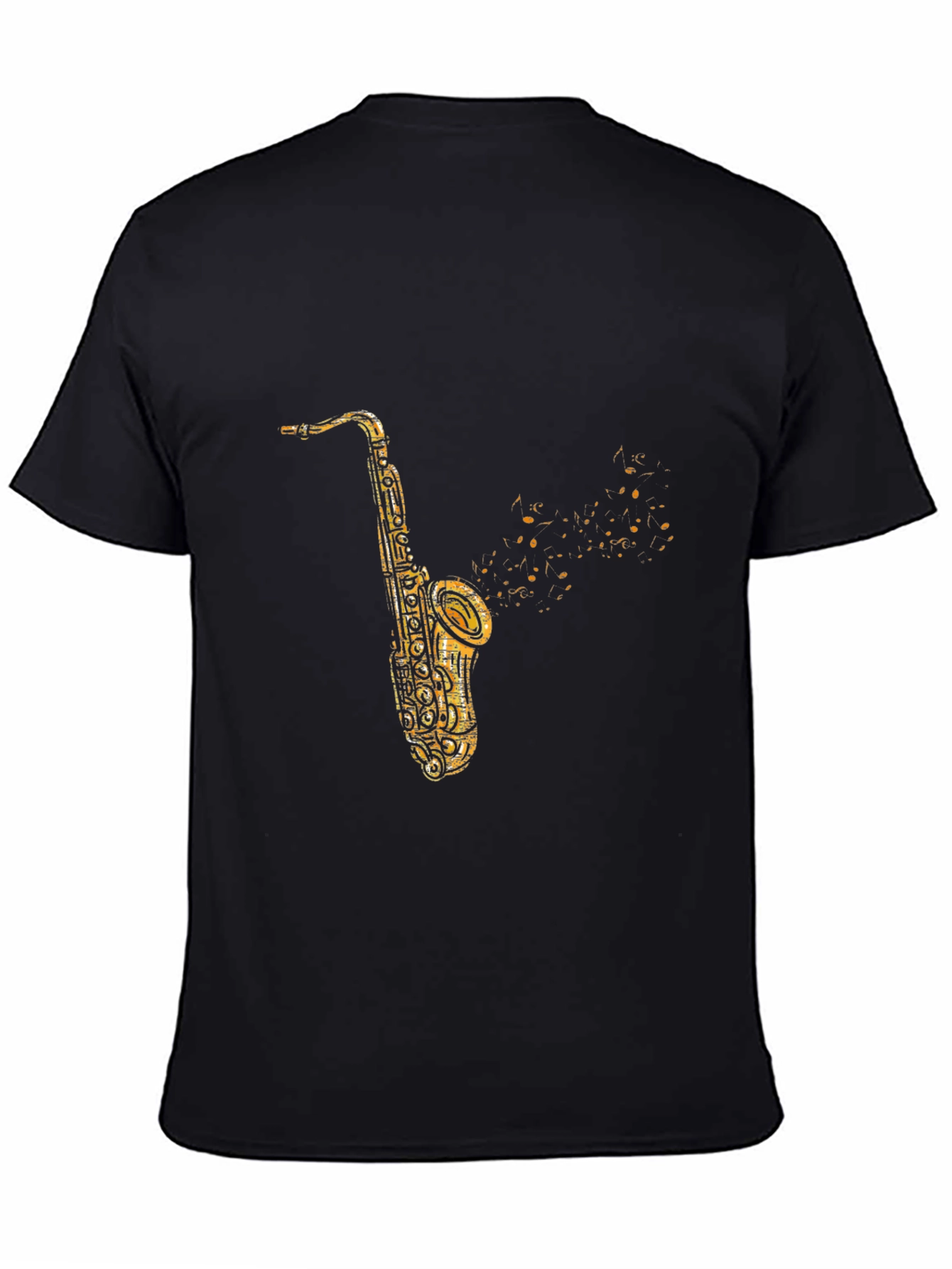 Black Saxophone Graphic Print Black T-Shirt view 4
