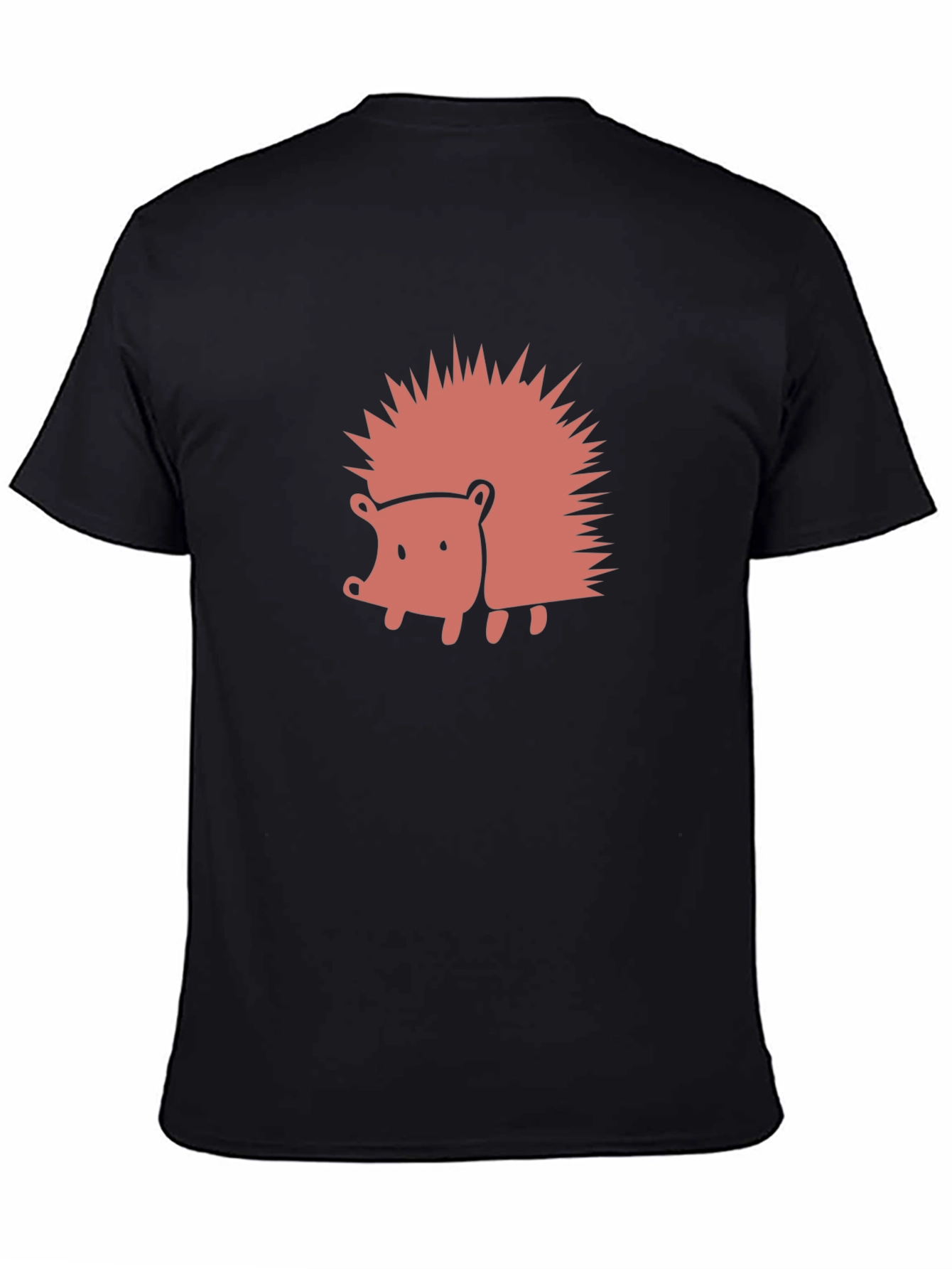 Black Cute Hedgehog Graphic Tee - Black Cotton Blend Shirt view 4