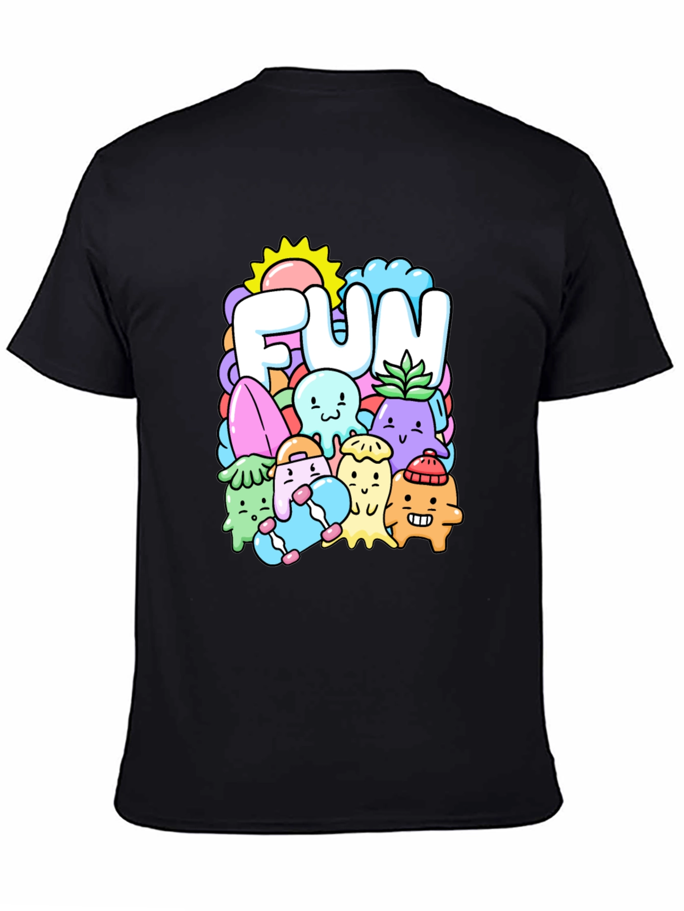 Fun Doodle Graphic Tee - Black Cotton T-Shirt - 4