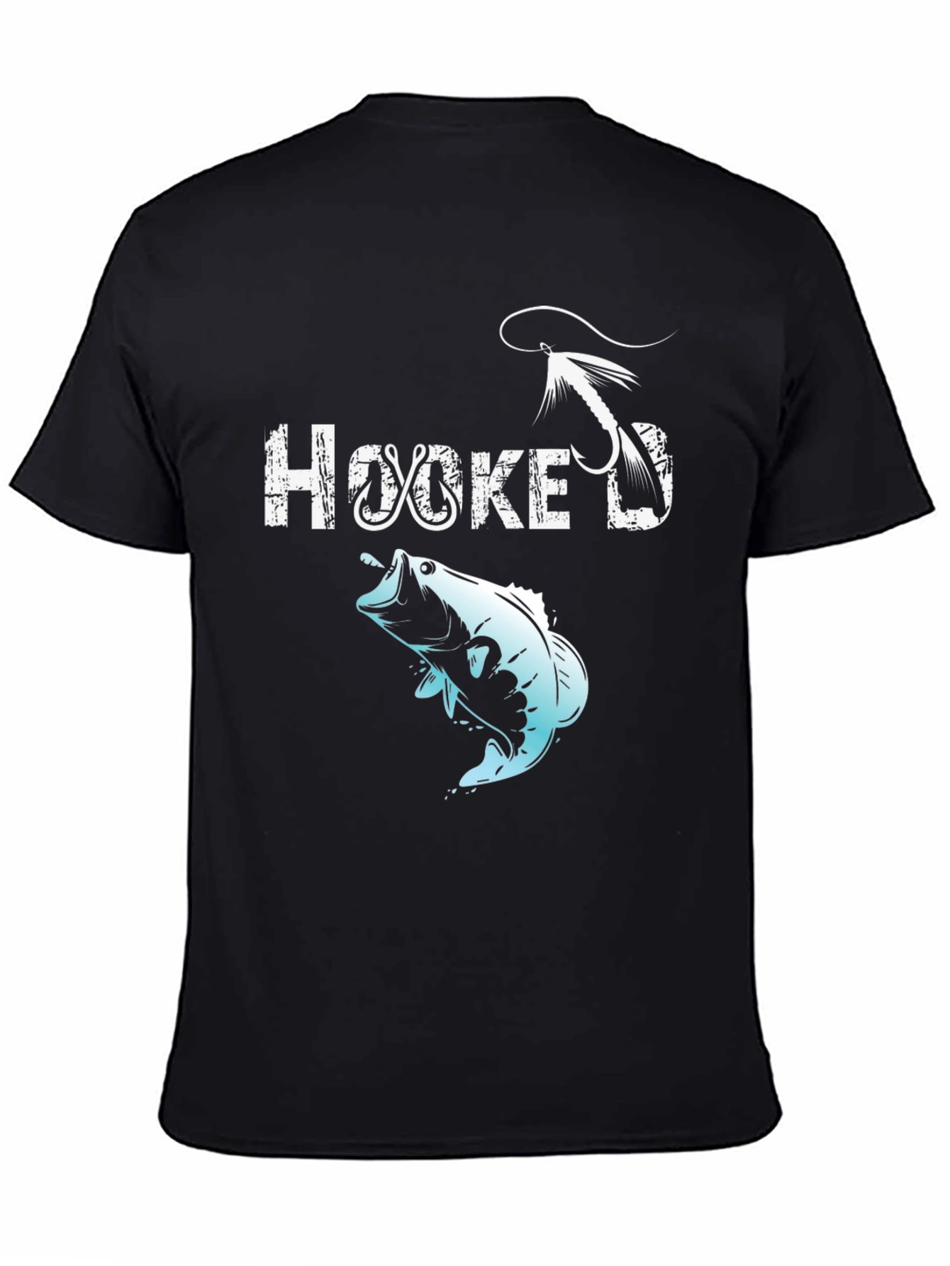 Black Hooked Fishing T-Shirt - Angler Gift view 4