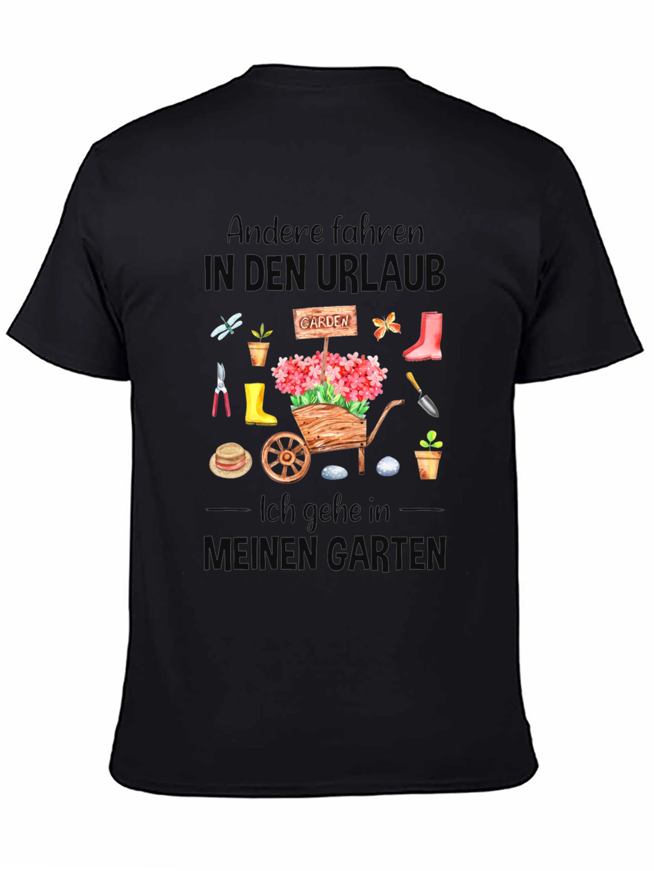 Black Gardening T-Shirt - Others Go on Vacation view 4