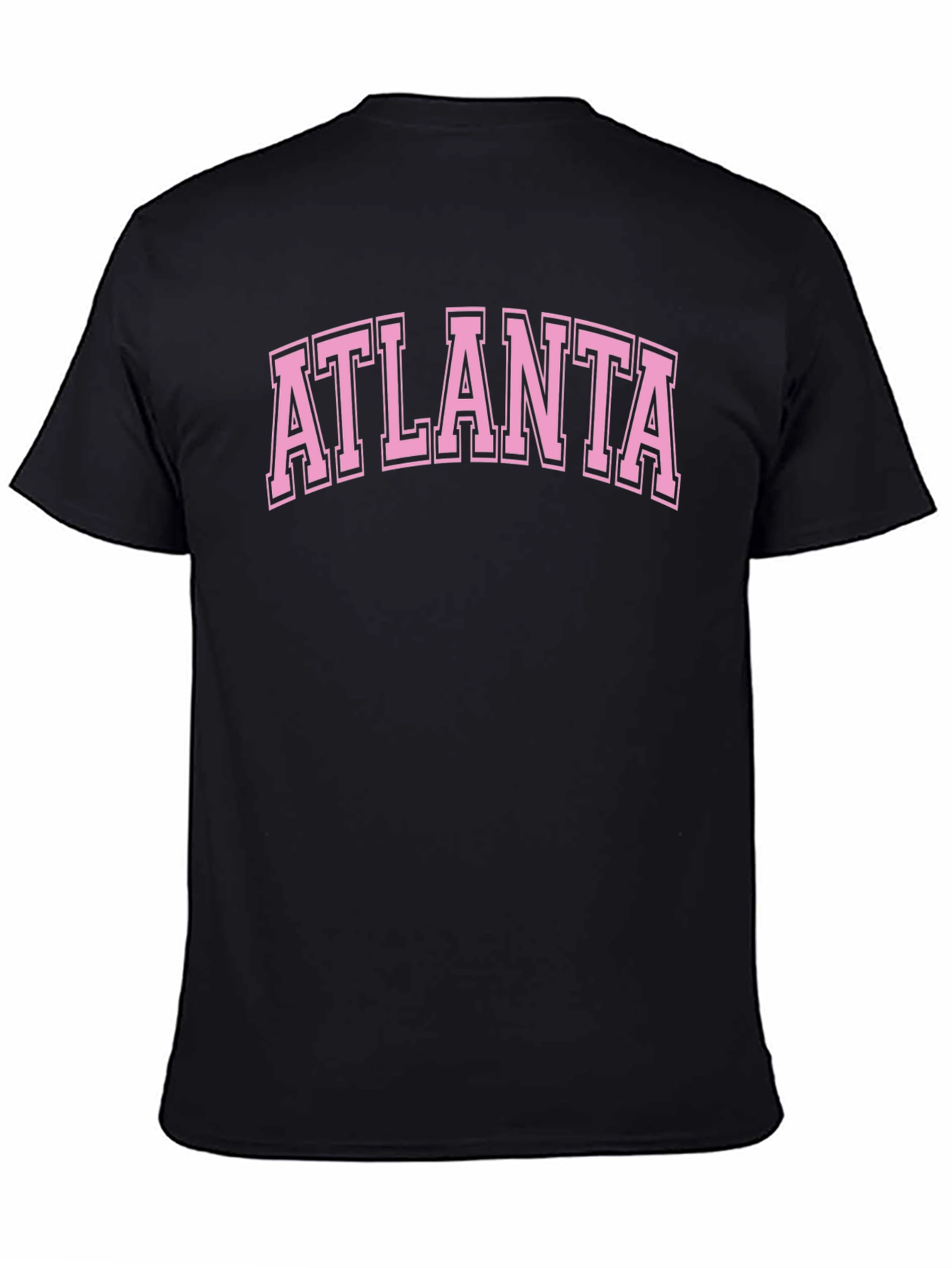 Black Atlanta Graphic Tee - Pink on Black Cotton T-Shirt view 4