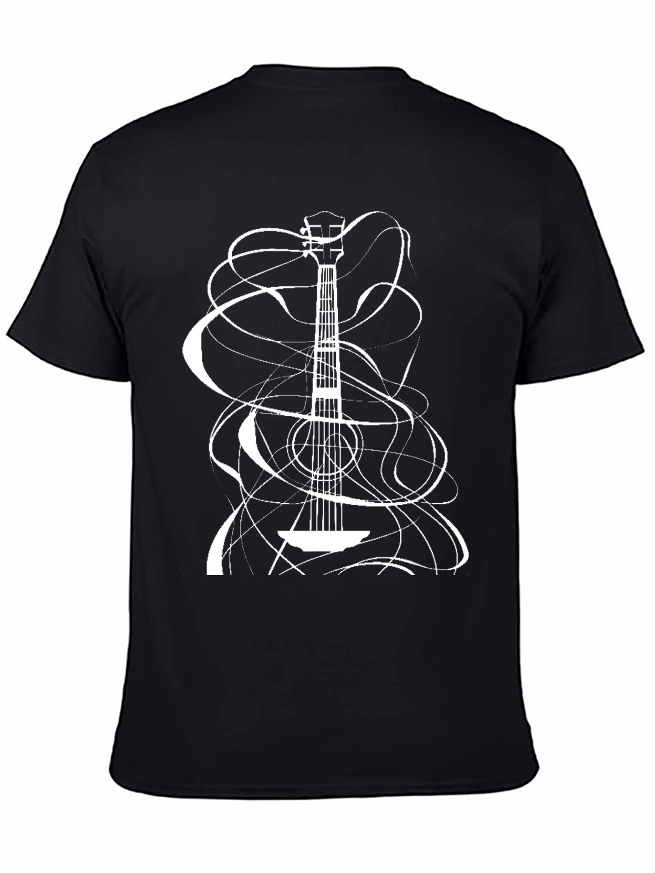 Black Guitar Strings Tee - Cool Music Lover Shirt view 4