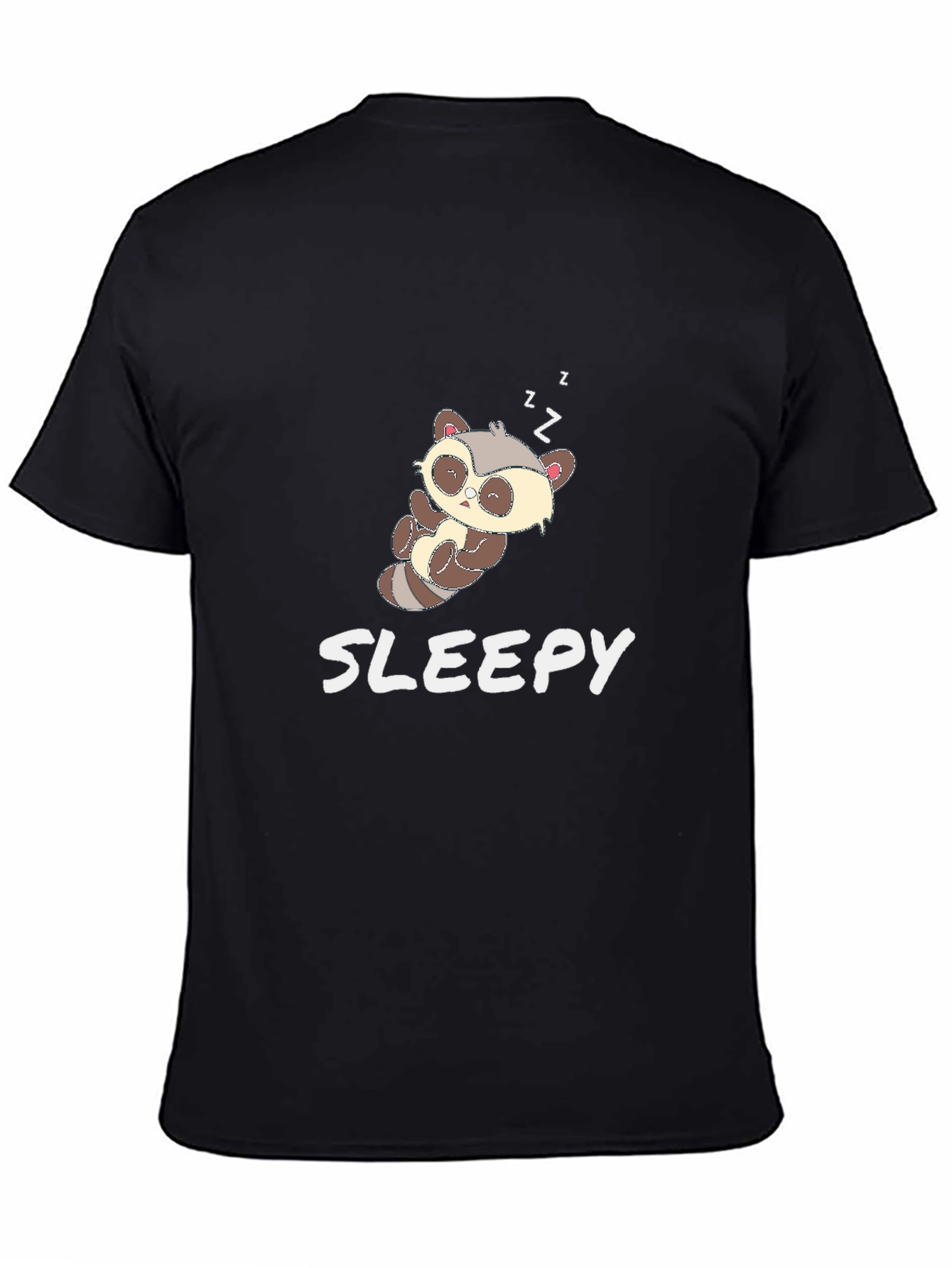Black Cute Sloth 'Sleepy' Black T-Shirt view 4