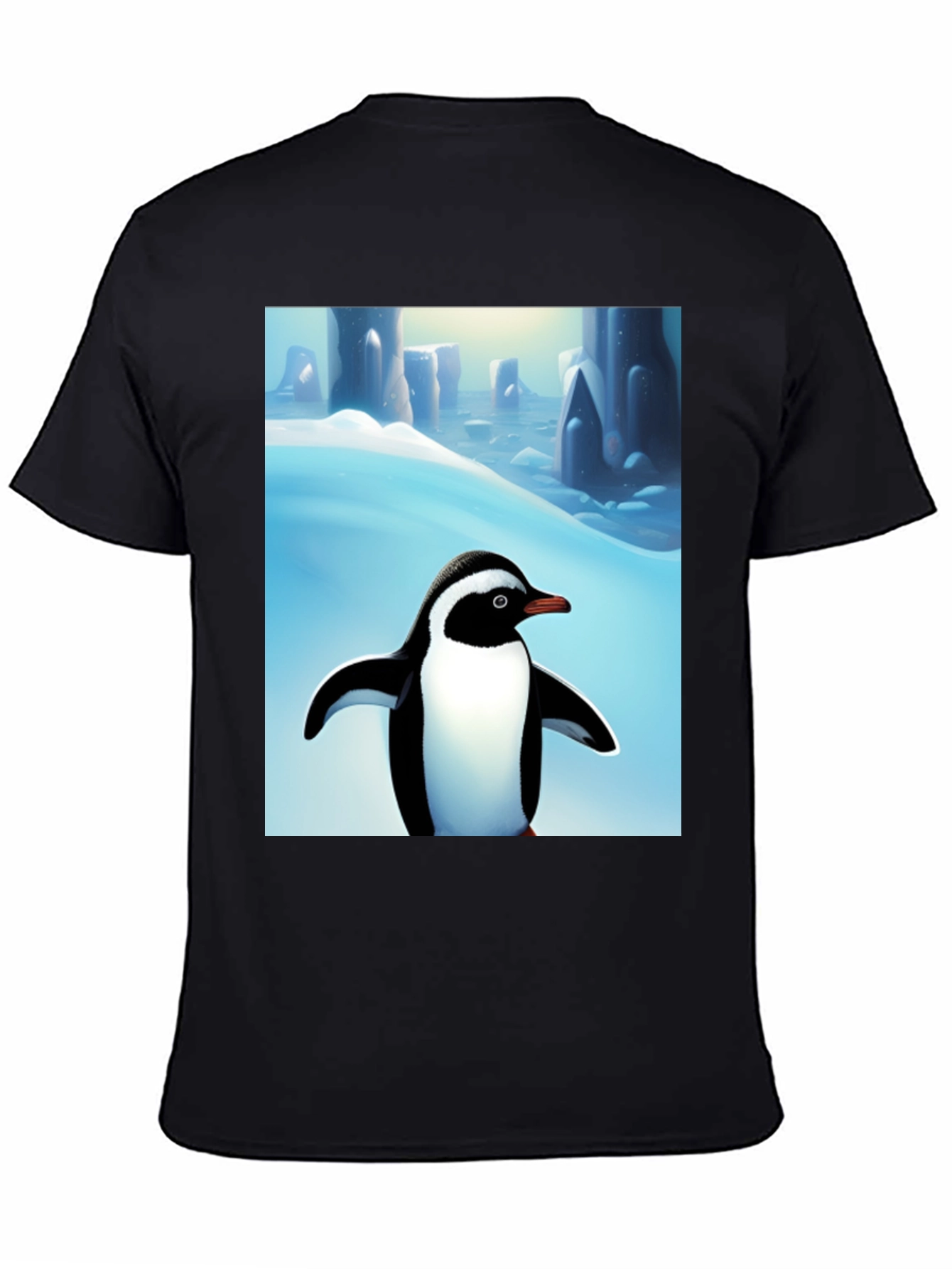 Penguin Arctic Scene Black T-Shirt - 4