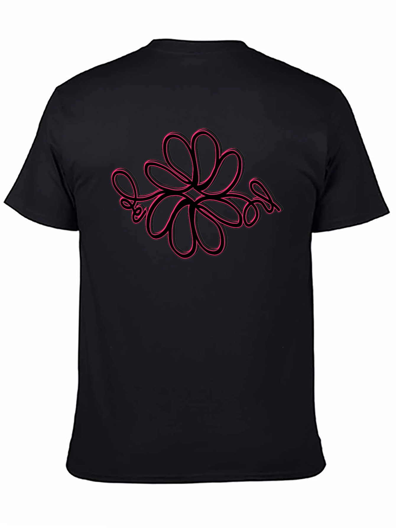 Black Trendy Black T-Shirt with Bold Floral Graphic view 4